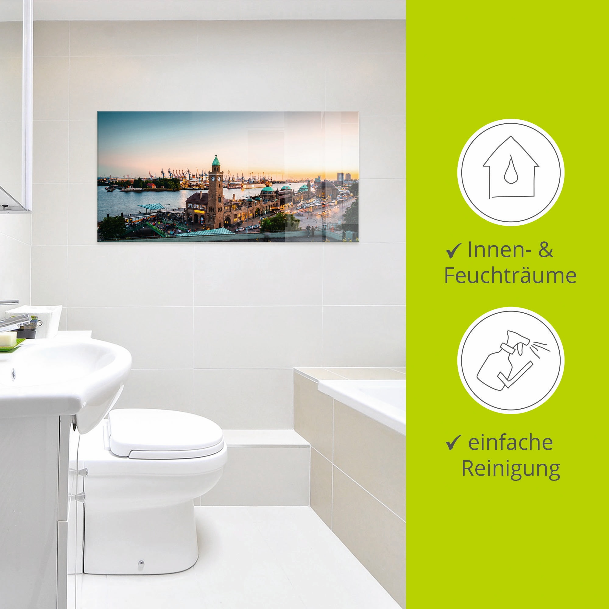 Artland Glasbild »Hamburg Hafen und Landungsbrücken« Deutschland 1 Stk. tlg. in verschiedenen Grössen