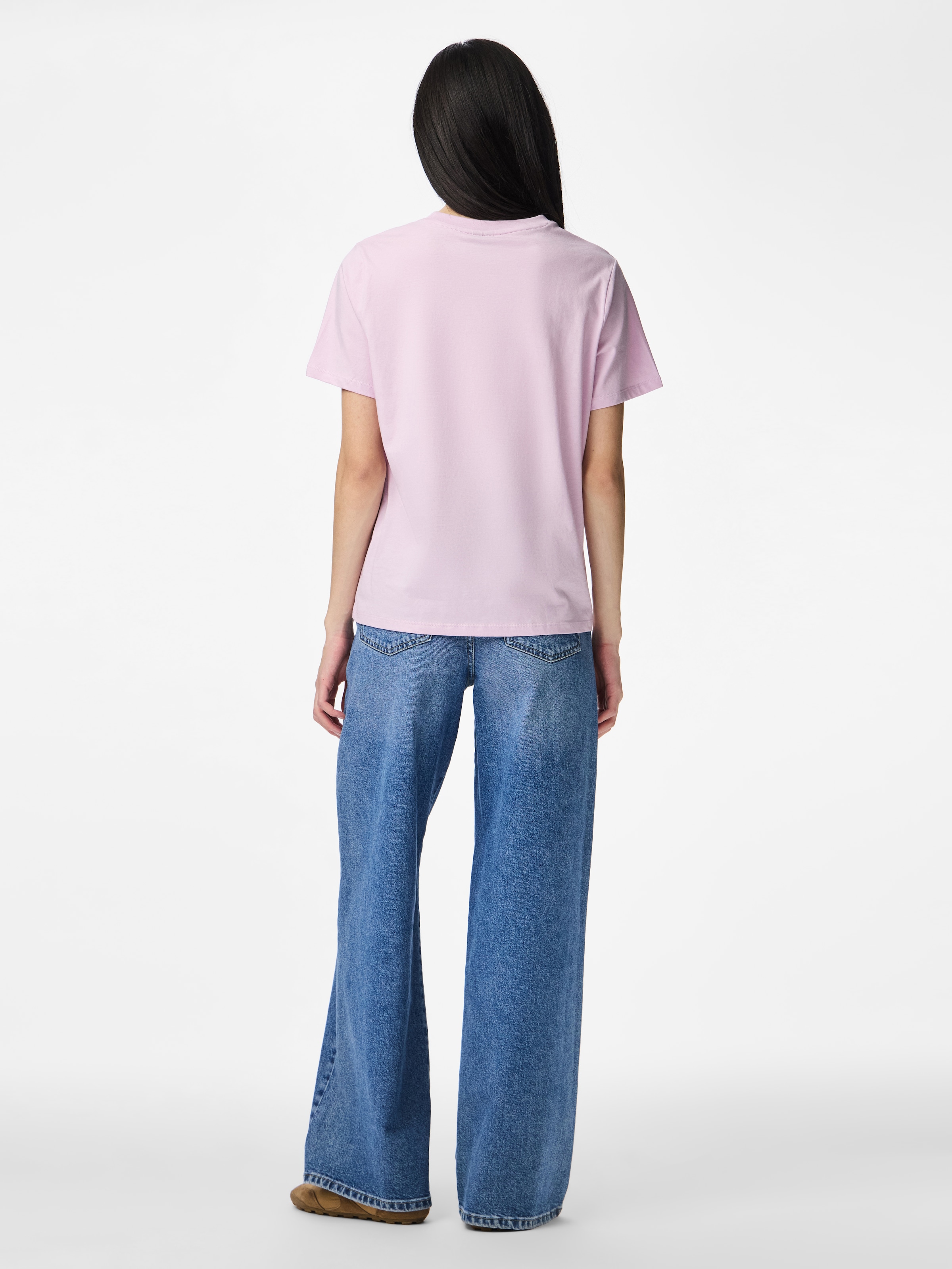 pieces Shirt à col rond »PCRIA SS SOLID TEE NOOS BC« coton, coupe régulière
