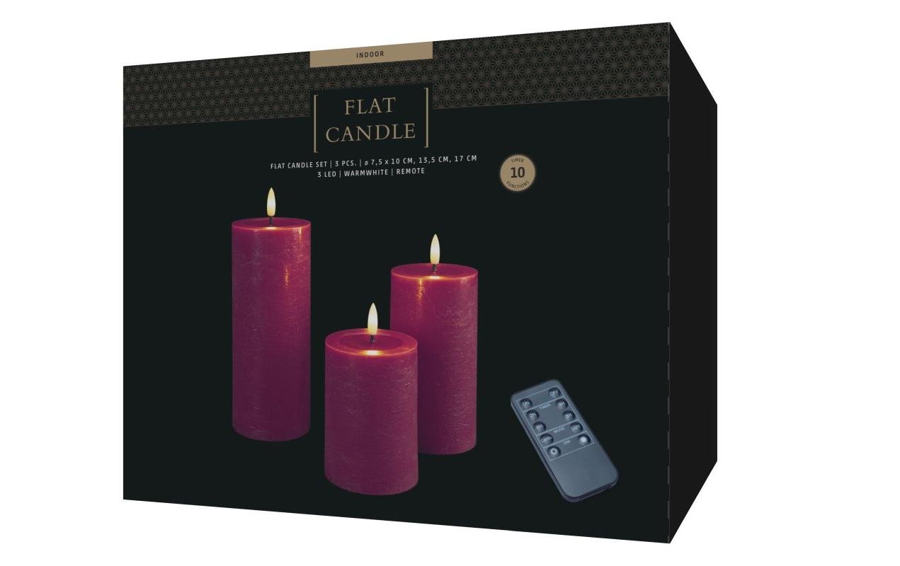 STT Bougie LED »Flat Candle Set, bordeaux, Wachs«