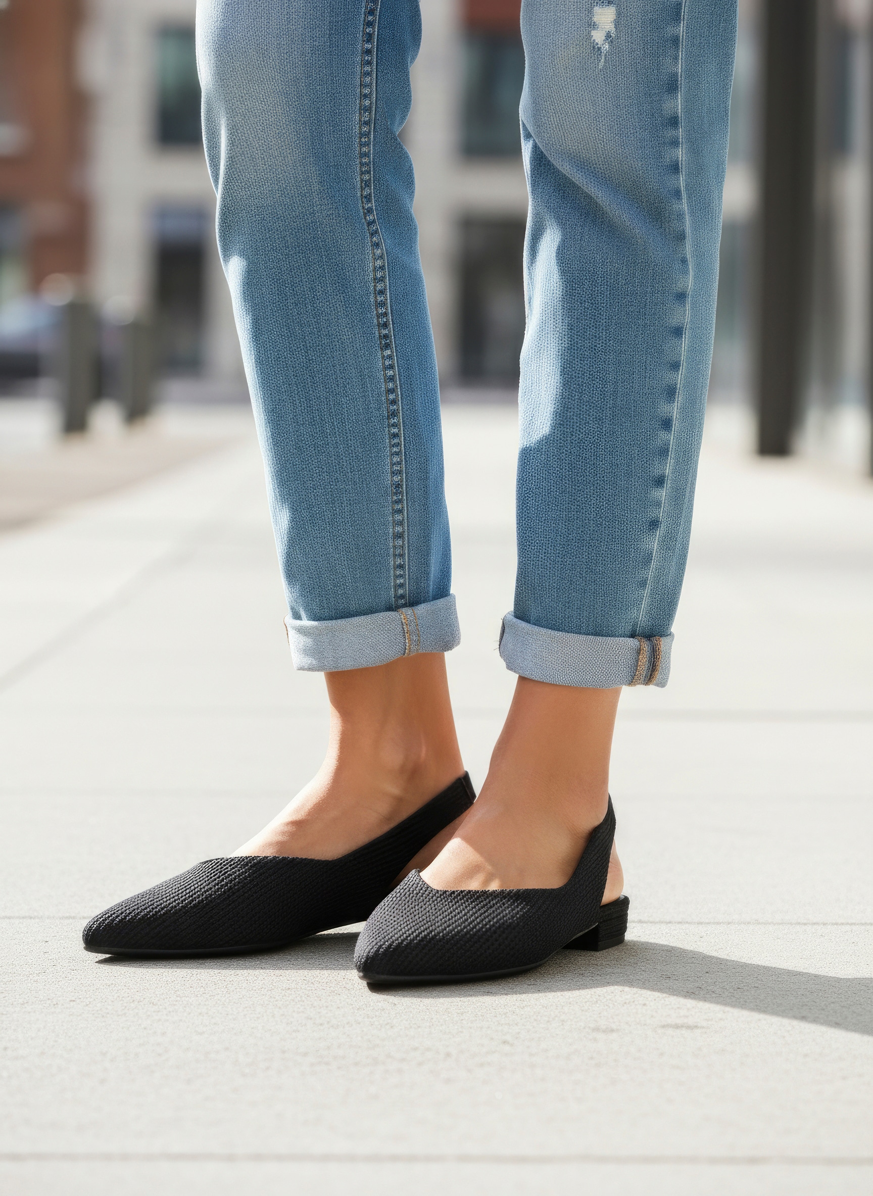 LASCANA Ballerine  , Sling-Ballerina mit elastischem Riemchen aus Textil VEGAN