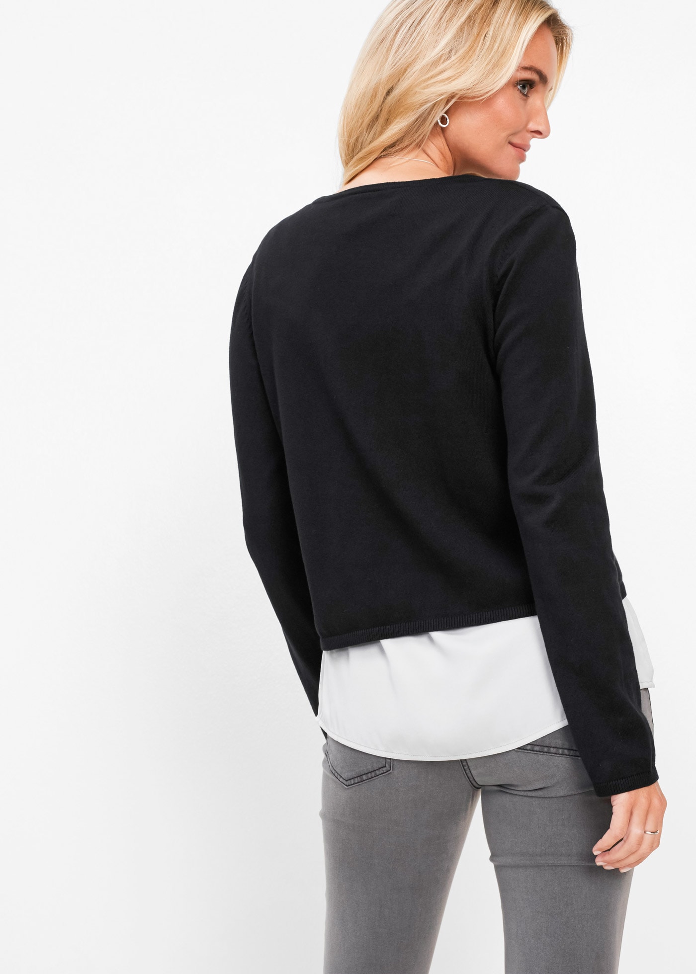 bonprix Strickjacke 1 bequeme Passform, klassischer Stil, aus Baumwolle und Polyamid