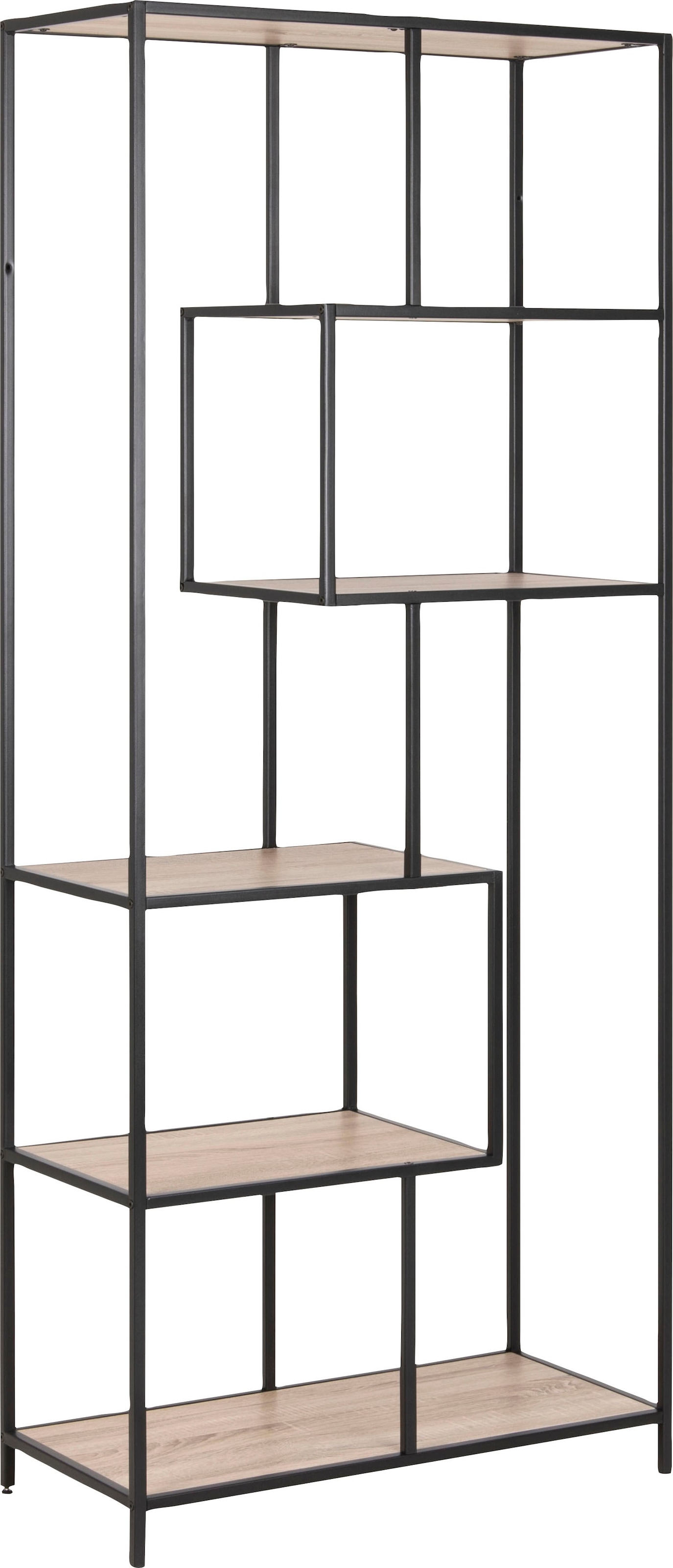 ACTONA GROUP Étagère à livres structure métallique, design moderne, 5 étagères, détails asymétriques