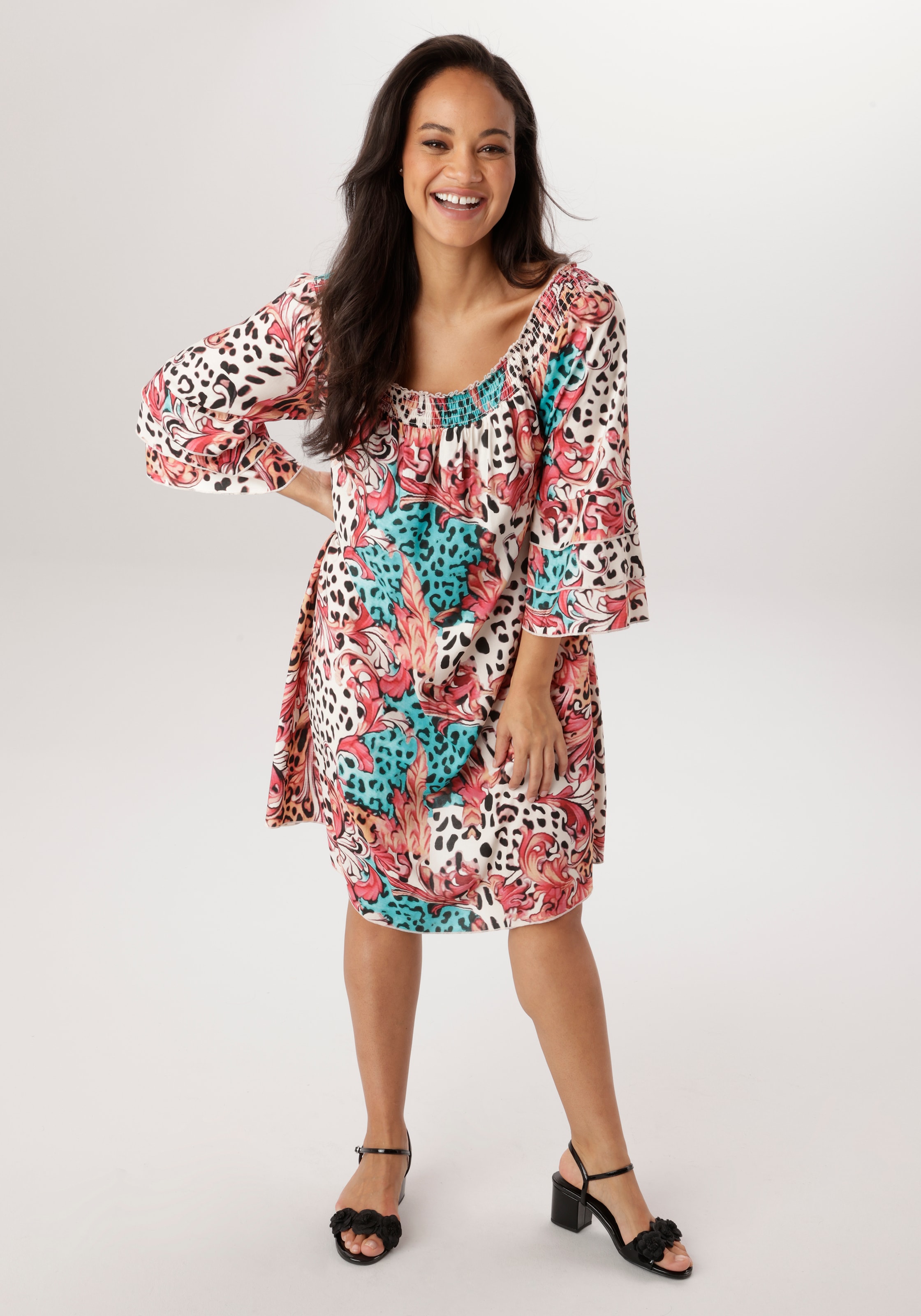 Aniston PLUS Robe chemisier mit Gummizug am Ausschnitt- NEUE KOLLEKTION