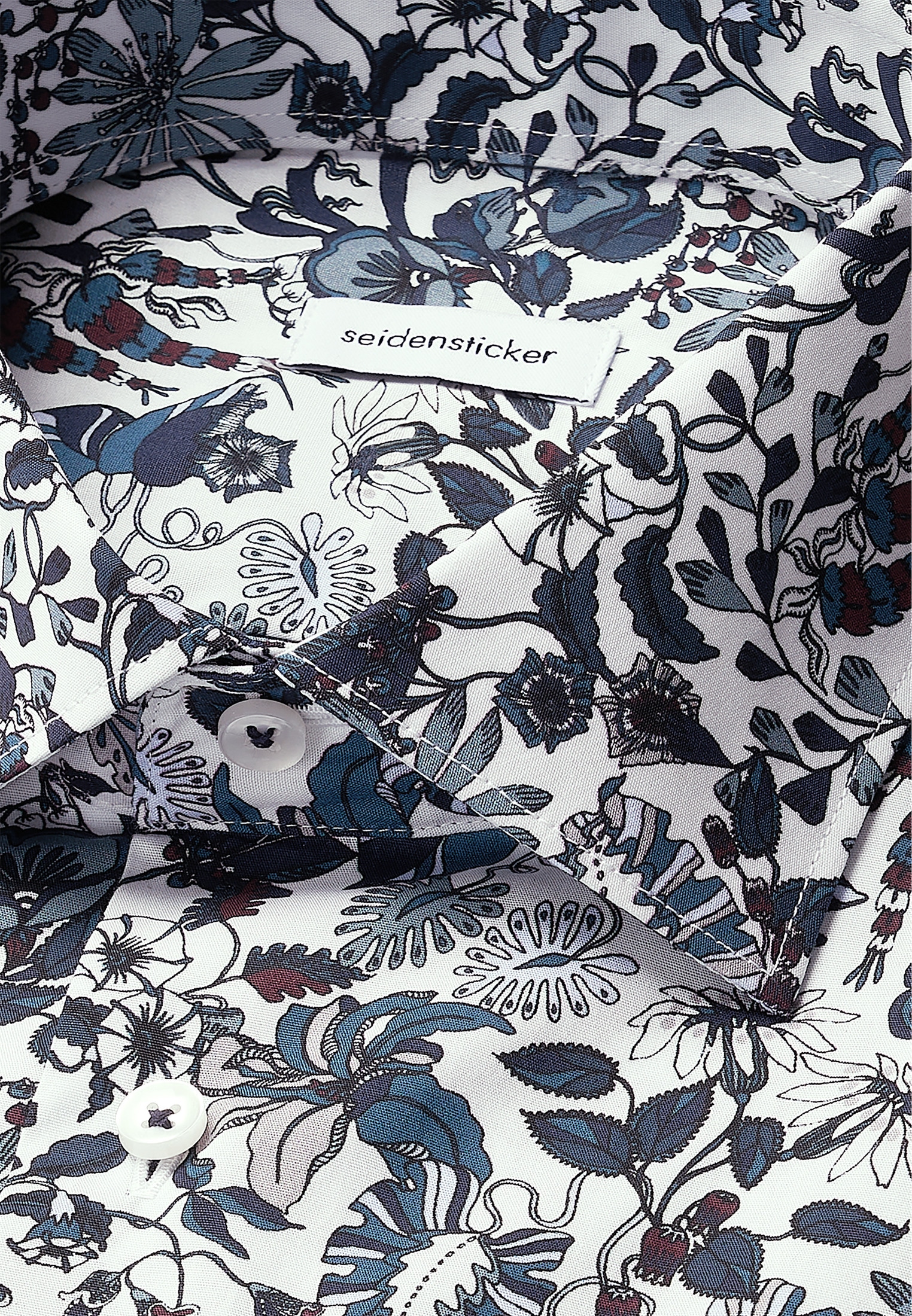 seidensticker Chemise d'affaires »Schwarze Rose« Slim 1/1 Kentkragen Geblümt