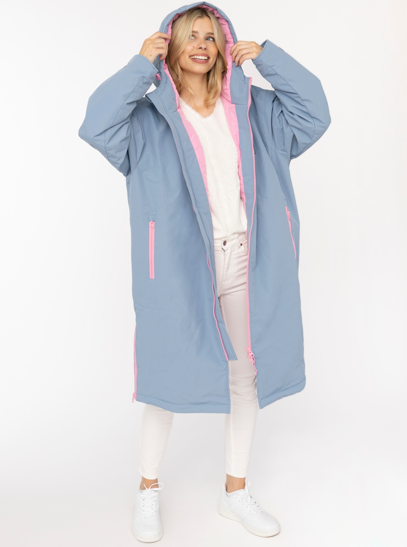 Zwillingsherz Kurzmantel »"Oversize Windjacke ZH"« Kapuze, Reissverschluss, seitliche Taschen, leicht wattiert