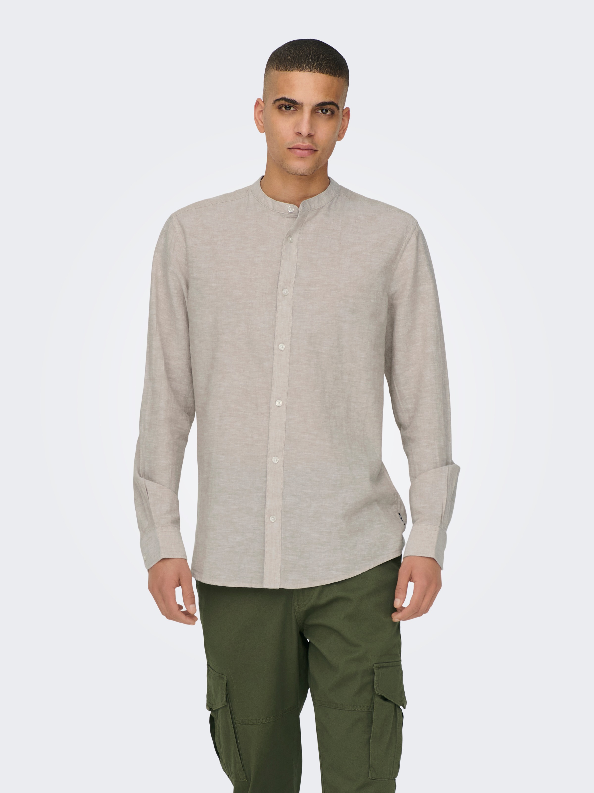 ONLY & SONS Langarmhemd »ONSCAIDEN LS SOLID LINEN MAO SHIRT NOOS«