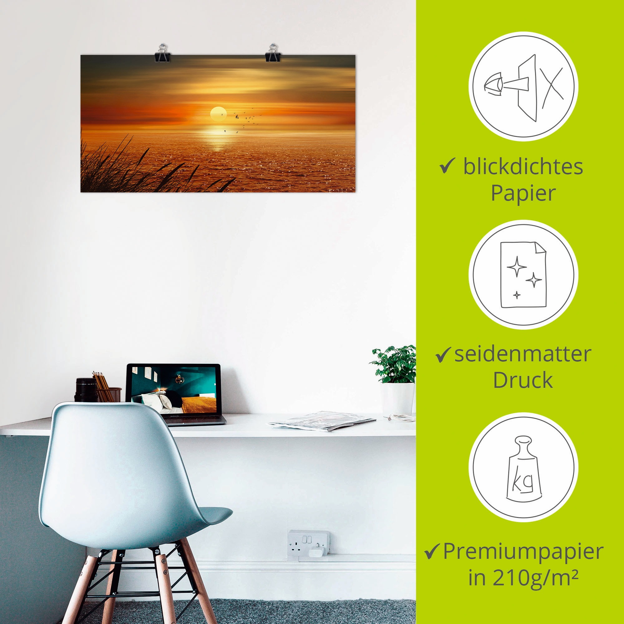 Artland Fresque murale »Sonnenuntergang über dem Meer« 1 cuis tlg. als Leinwandbild, Poster, Wandaufkleber in verschied. Grössen