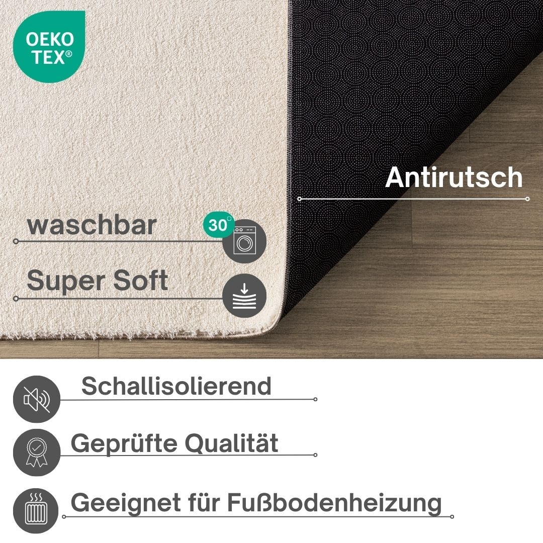 GOODproduct Teppich »Arabell, Kunstfellteppich, Felloptik, waschbar,« rechteckig 16 mm Höhe flauschig, kuschelig, Anti-Rutsch-Unterseite, Wohnzimmer, Schlafzimmer