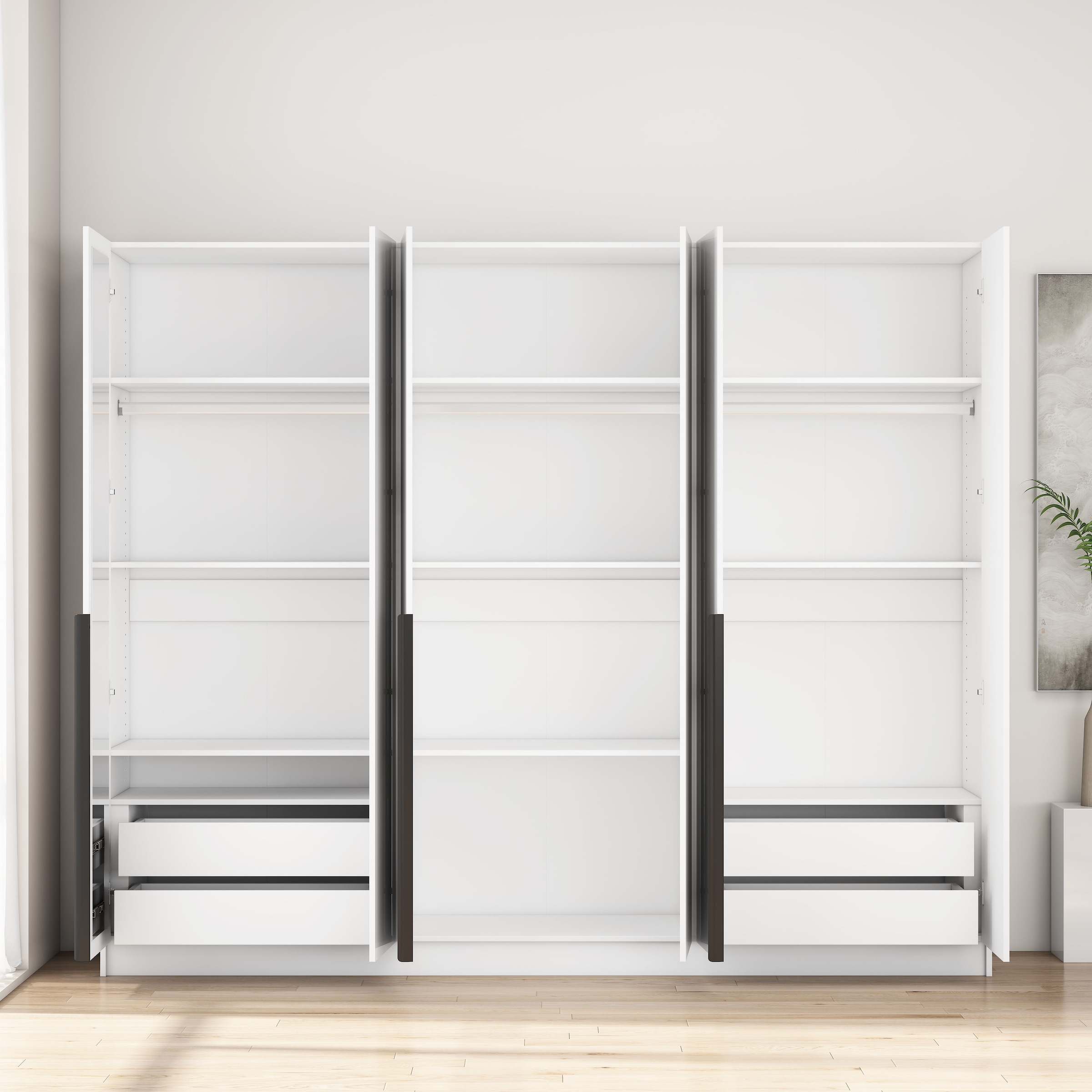 GOODproduct Kleiderschrank »Annor Schlafzimmerschrank Breite 242cm hochglanz Schrank Garderobe« Drehtürenschrank mit perfekter Innenausstattung - elegante Türgriffe