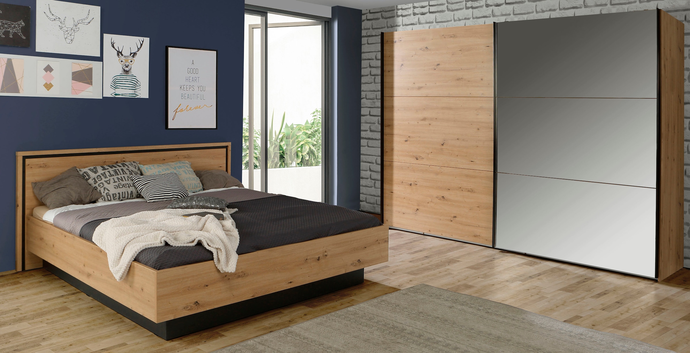 FORTE Lit »Trondheim, Belastbarkeit 250KG, Loft-Stil« revêtement mélaminé