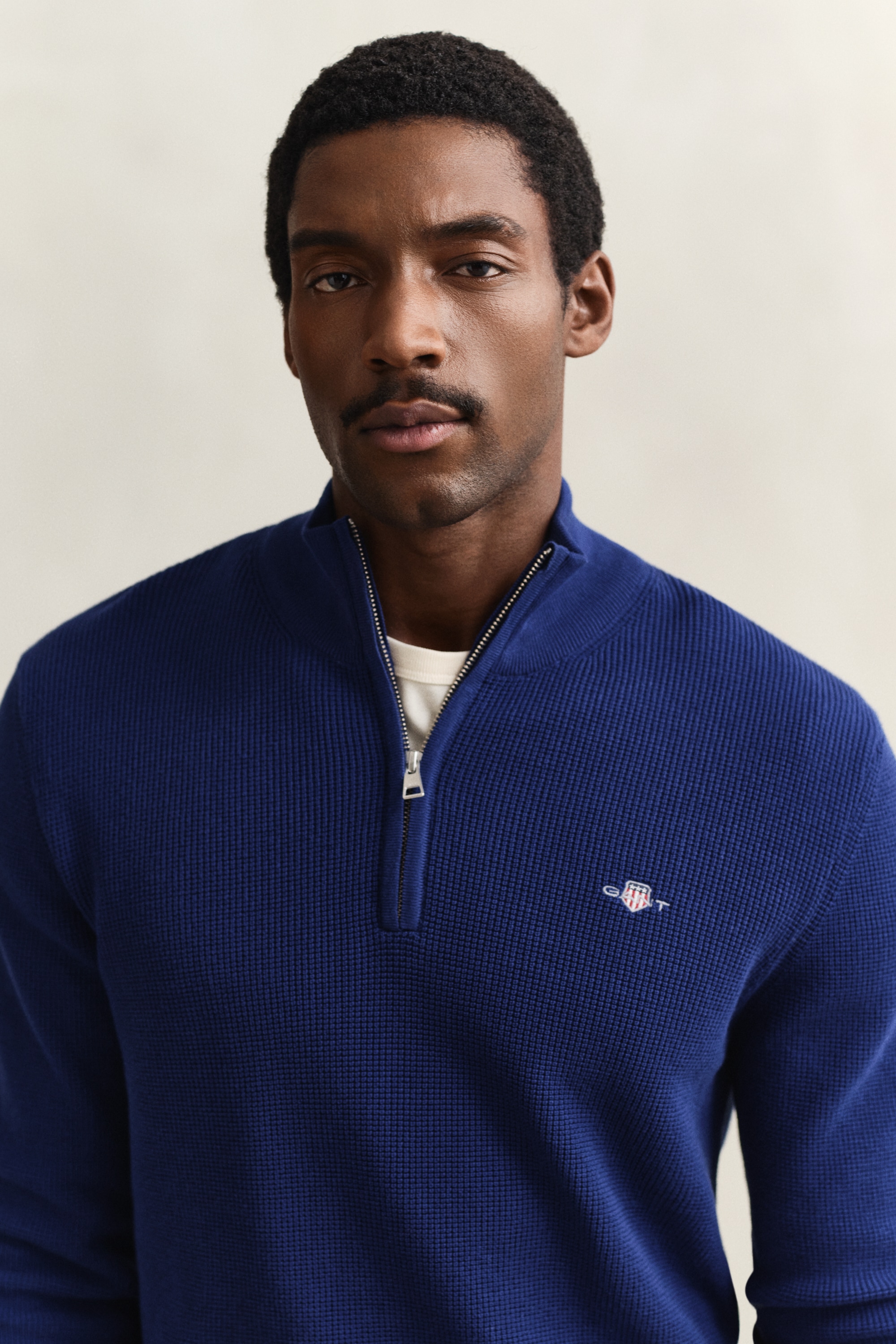 Gant Troyer »MICRO TEXTURED COTTON HALF ZIP« Regular fit avec col Troyer