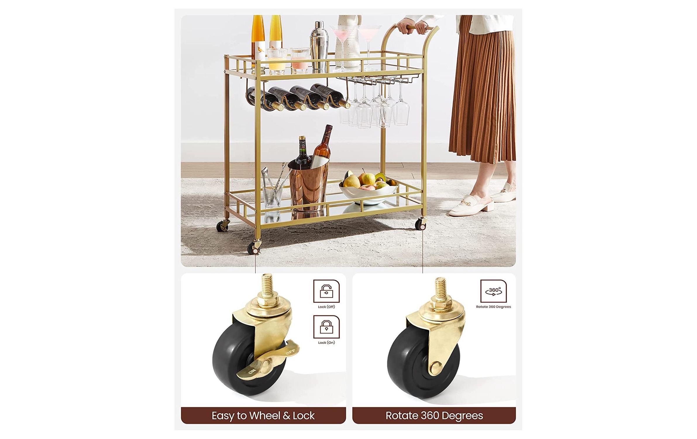 VASAGLE Chariot de service »mit Glasplatten 38 x 77.5 cm«