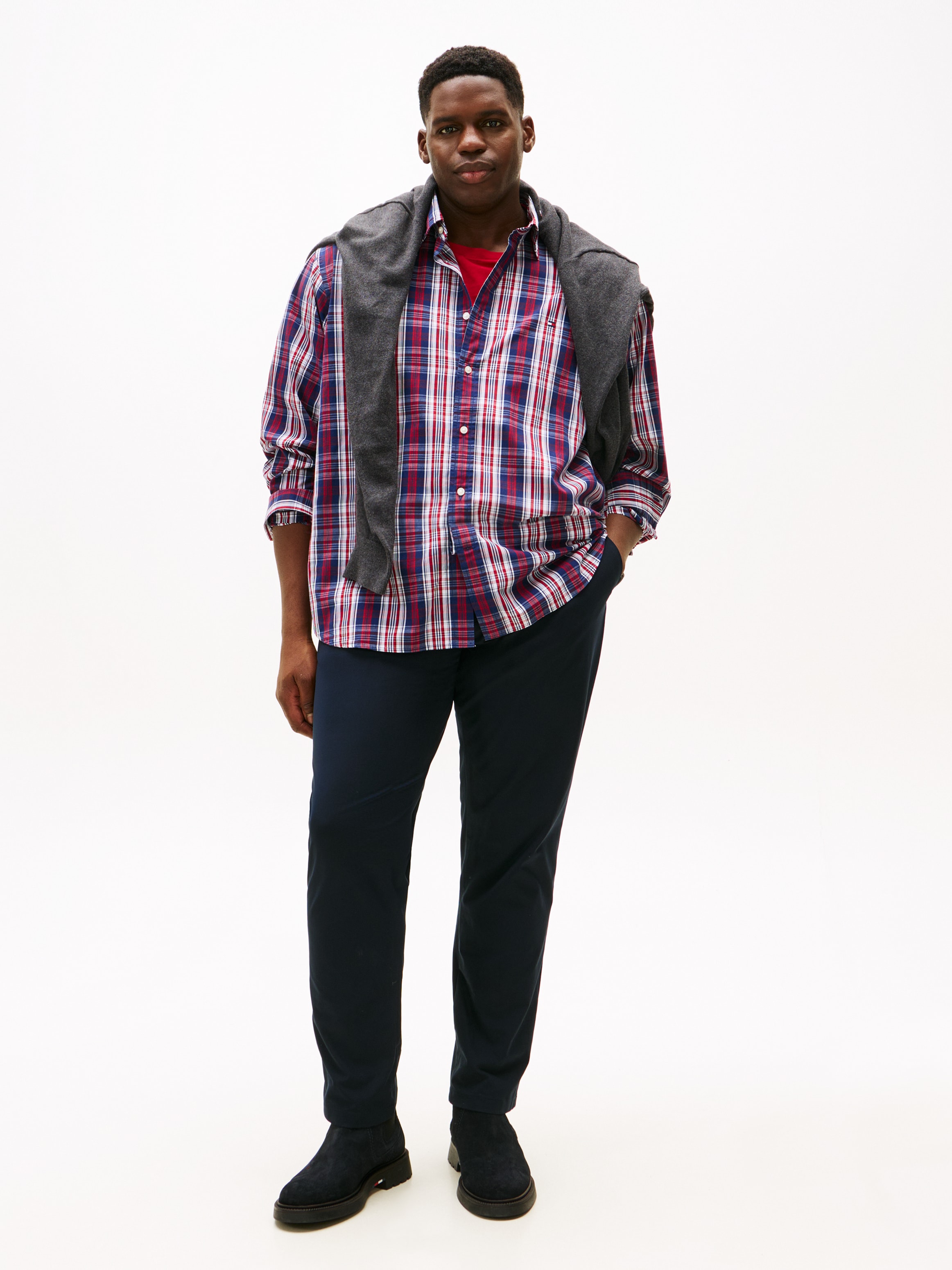 Tommy Hilfiger Big & Tall Langarmhemd »BT - FLEX POP MEDIUM CHECK« regular fit, Grosse Grössen, kariert