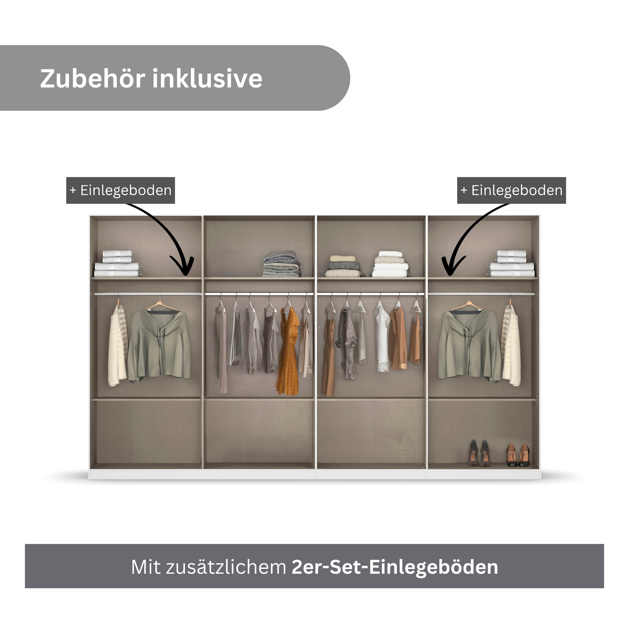 GOODproduct Drehtürenschrank »Kleiderschrank Schrank Garderobe AGORDO mit Dekor- oder Hochglanzfront« in zwei Griff-Farben, Breite 360 cm,  mit Aussenschubkästen, Serie in 7 Breiten und 2 Höhen MADE IN GERMANY