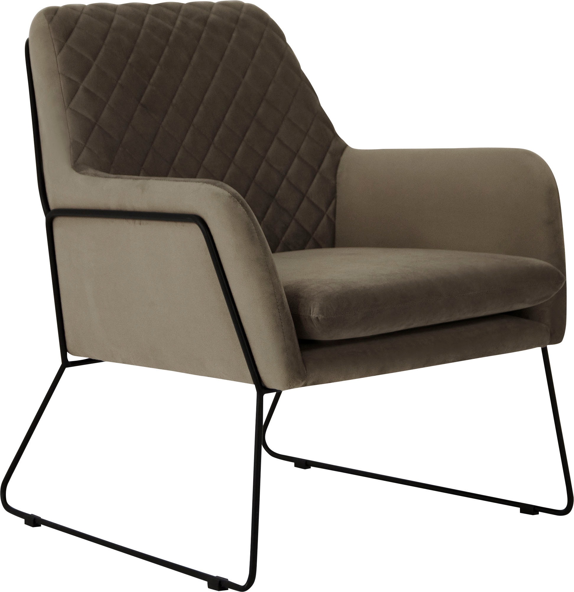 Home affaire Sessel »Olo Cocktailsessel« mit Karo-Prägung im Rückenteil und Bügeluntergestell aus Metall