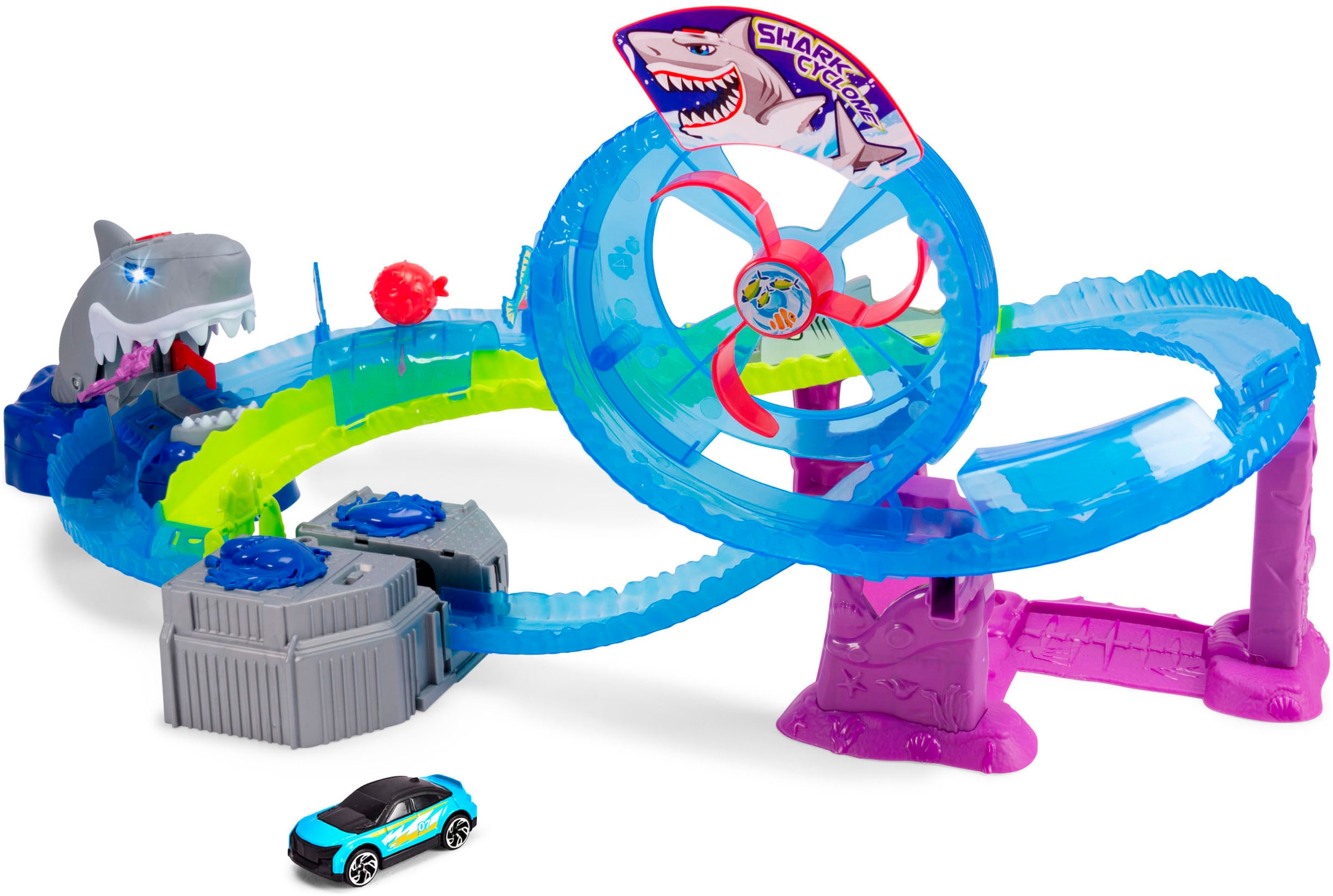 Dickie Toys Autorennbahn »White Shark« inklusive Spielzeugauto; mit Licht und Sound