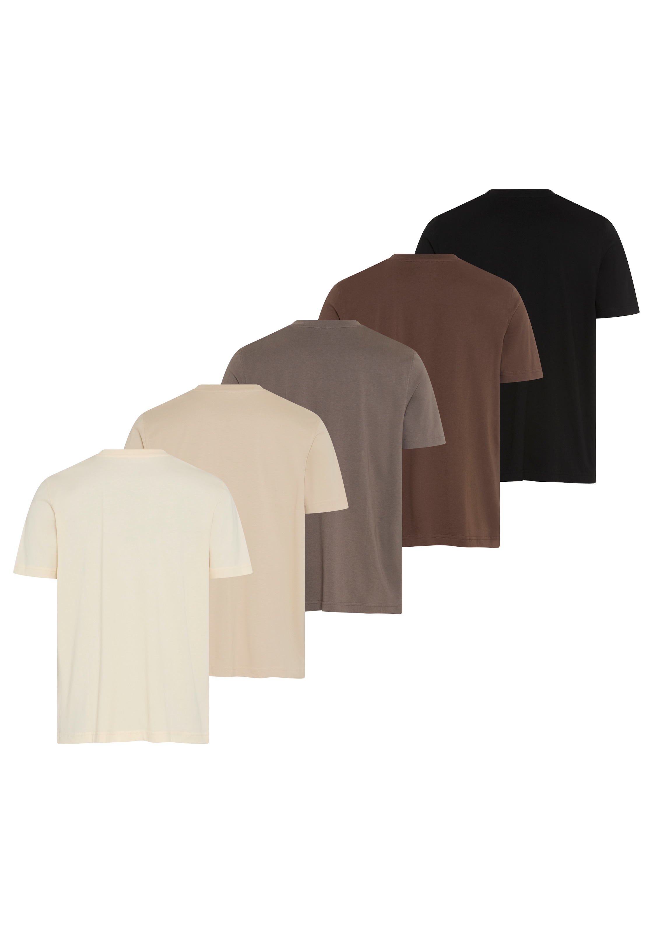Man's World Rundhalsshirt 5er-Pack,  Kurzarm,  Regular Fit,  unifarben,  Rundhals,  aus Baumwolle