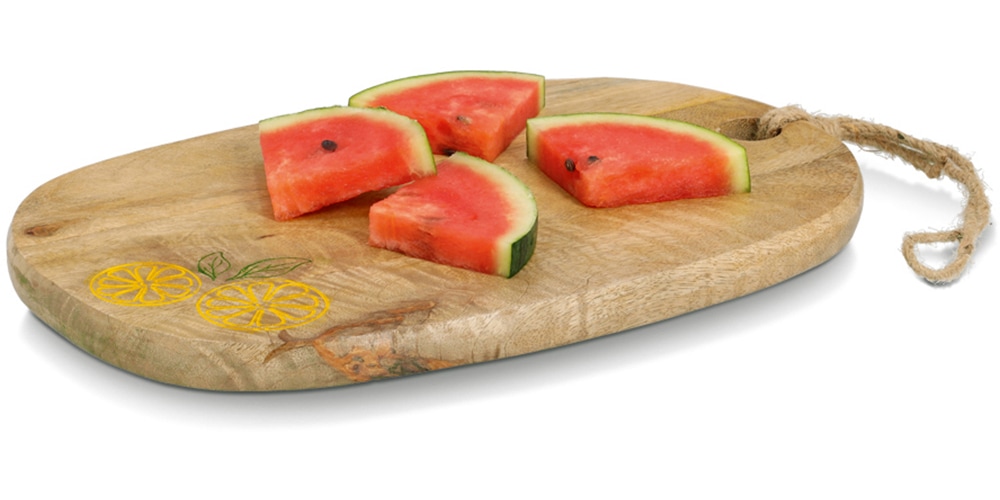 Zeller Present Planche de service »Schneide-/Servierbrett "Lemon", Mangoholz« Zitronenmotiv, natürliches Material