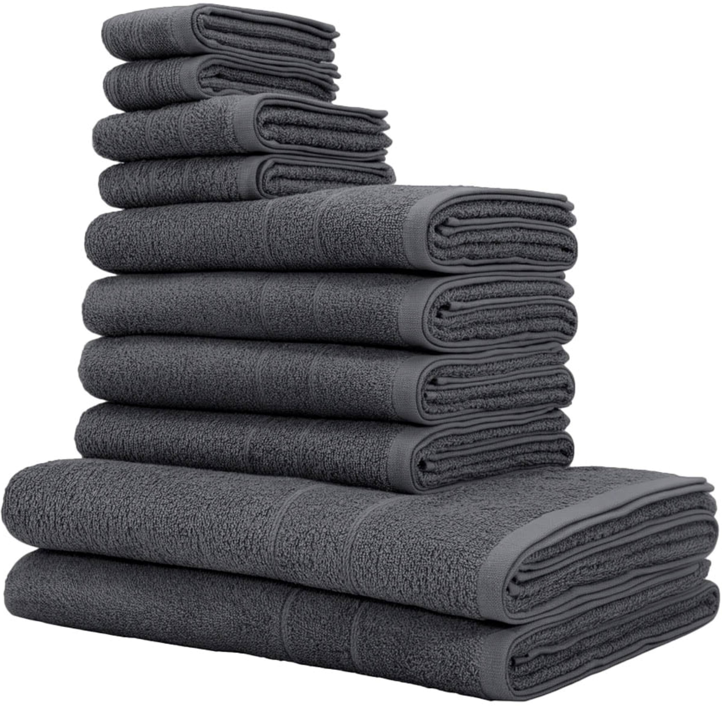 GOODproduct Set de serviettes »Inga, 3 Qualitäten, Duschtücher, Handtücher, Gästetücher, Seiftücher« 10 Frottee en feutre Serviettes avec bordure fine, 100% coton