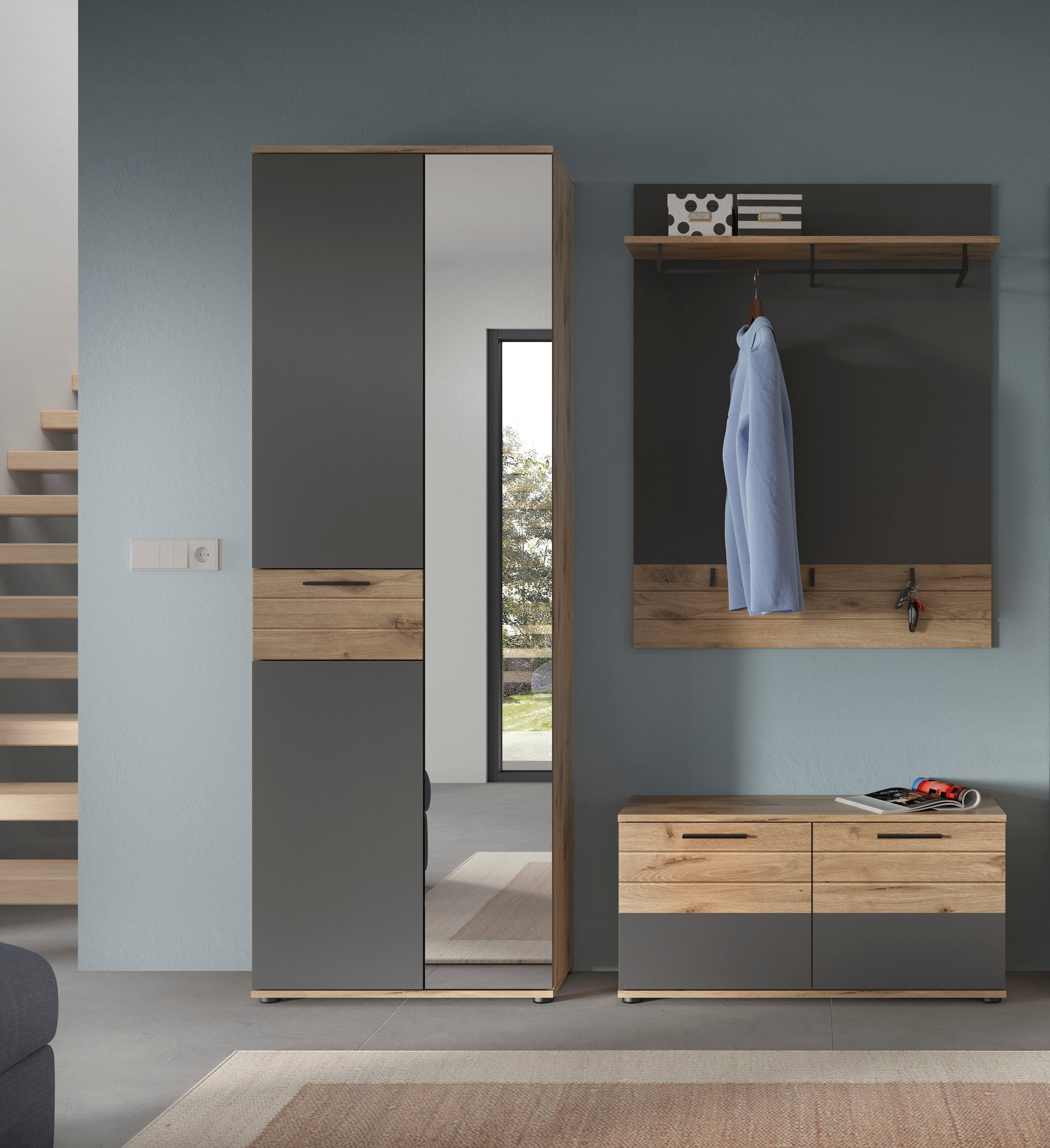 Home affaire Garderoben-Set »Riga, Breite 175 cm, hochwertige Rillenfräsung, 3-teilig, best. aus:« Set, 3 Stk. tlg.