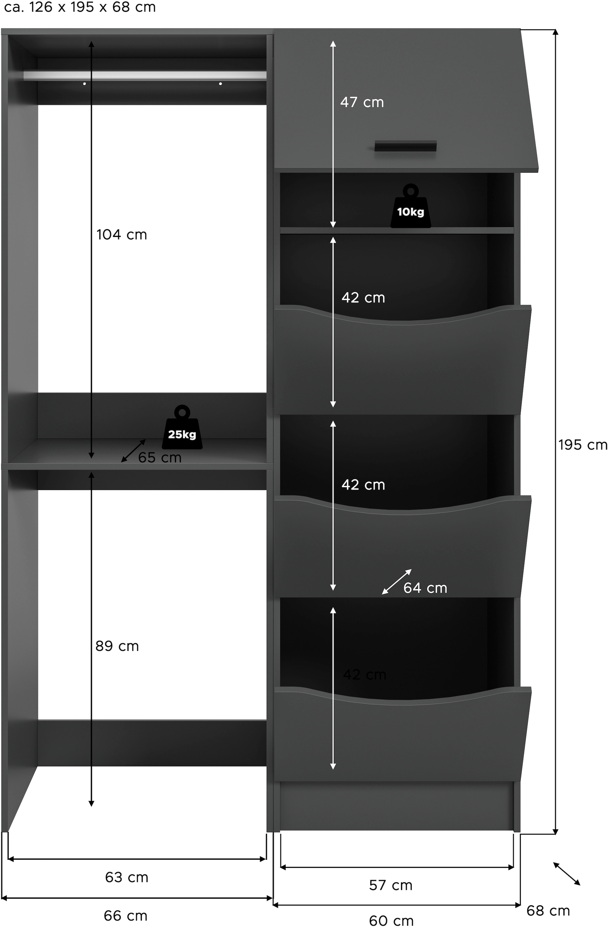 welltime Badmöbel-Set »FALAS,  2-teilig, Hauswirtschaftsraum Set, Breite 126 cm« Set, bestehend aus: 1x Waschmaschinenumbauschrank & 1x Wäscheschrank, 2 Stk. tlg.