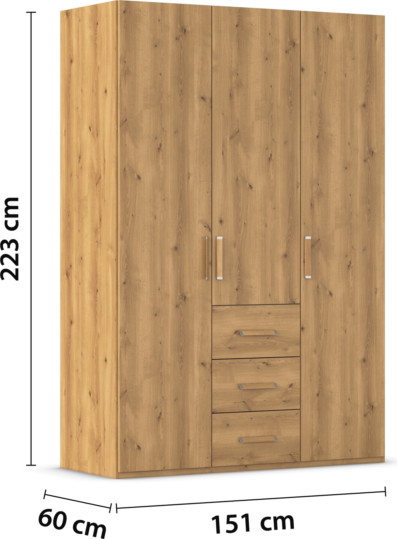 rauch Armoire à portes battantes »Kleiderschrank Schrank Garderobe Schlafzimmerschrank EVELYN« Disponible en 2 hauteurs 197 ou 210 cm, fonction SOFT-CLOSE incluse,  au style élégant avec tiroirs 3 largeurs et 2 hauteurs MADE IN GERMANY