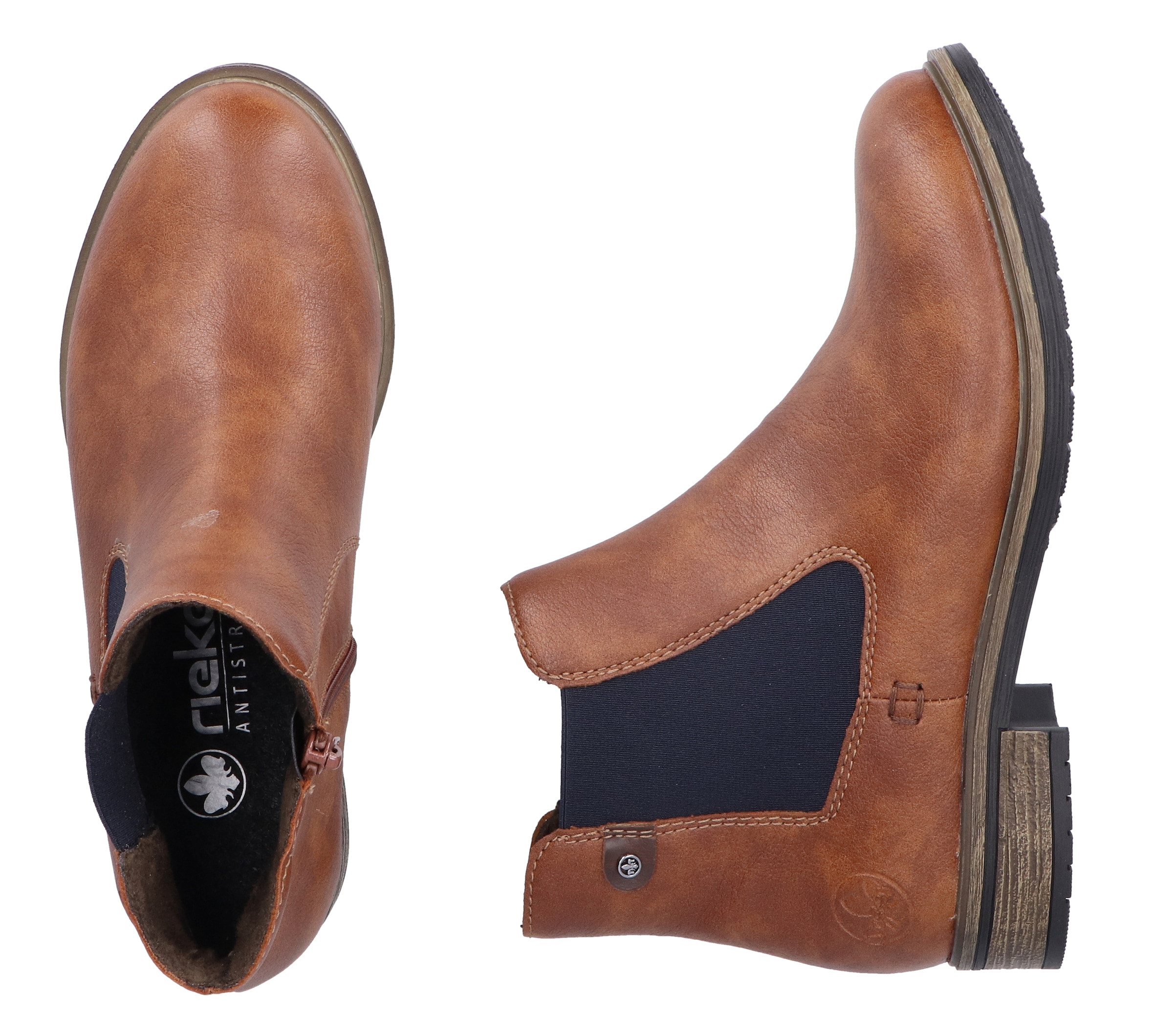 Rieker Chelseaboots  , Schlupfboots, Stiefelette, Blockabsatz, mit wärmendem Textilfutter