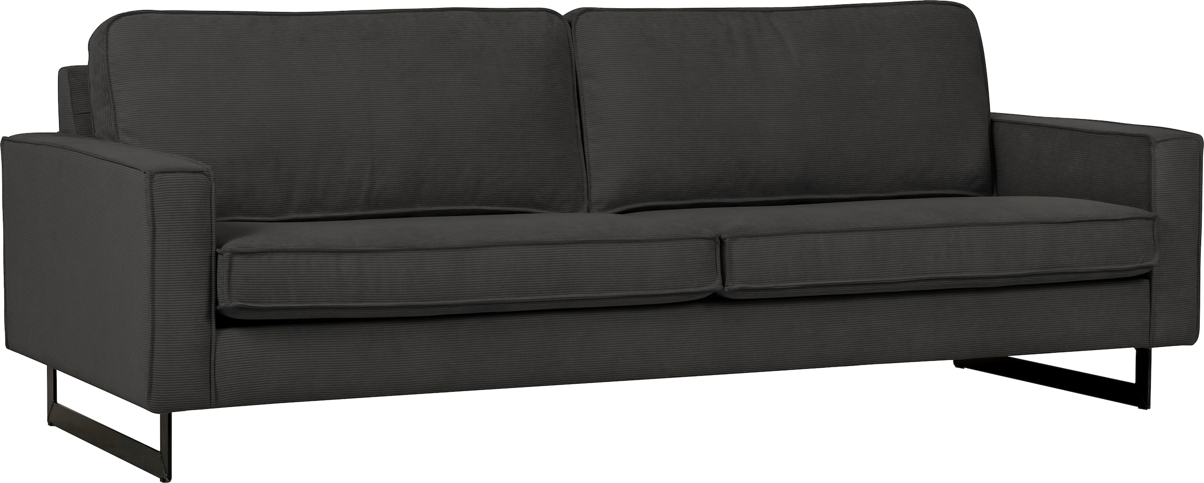Home affaire 3-places »Maxi-Ausführung Pinto, 236 cm, Cord, Chenille, Lederoptik« avec jonc, pieds métalliques noirs, suspension à ressorts ondulés