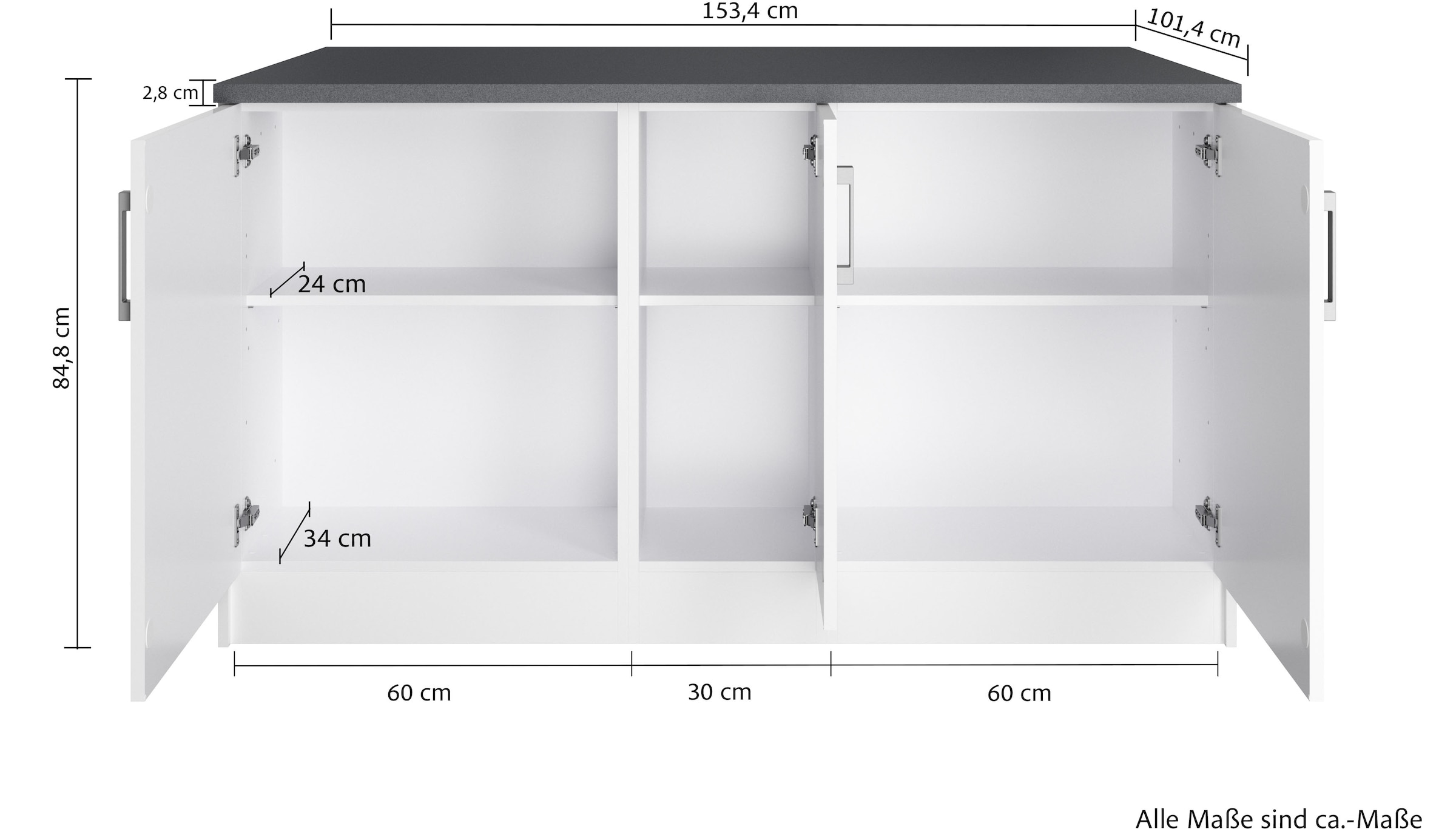 KOCHSTATION Ilot de cuisine »KS-Toronto« largeur 153 cm, façades MDF, casier à bouteilles
