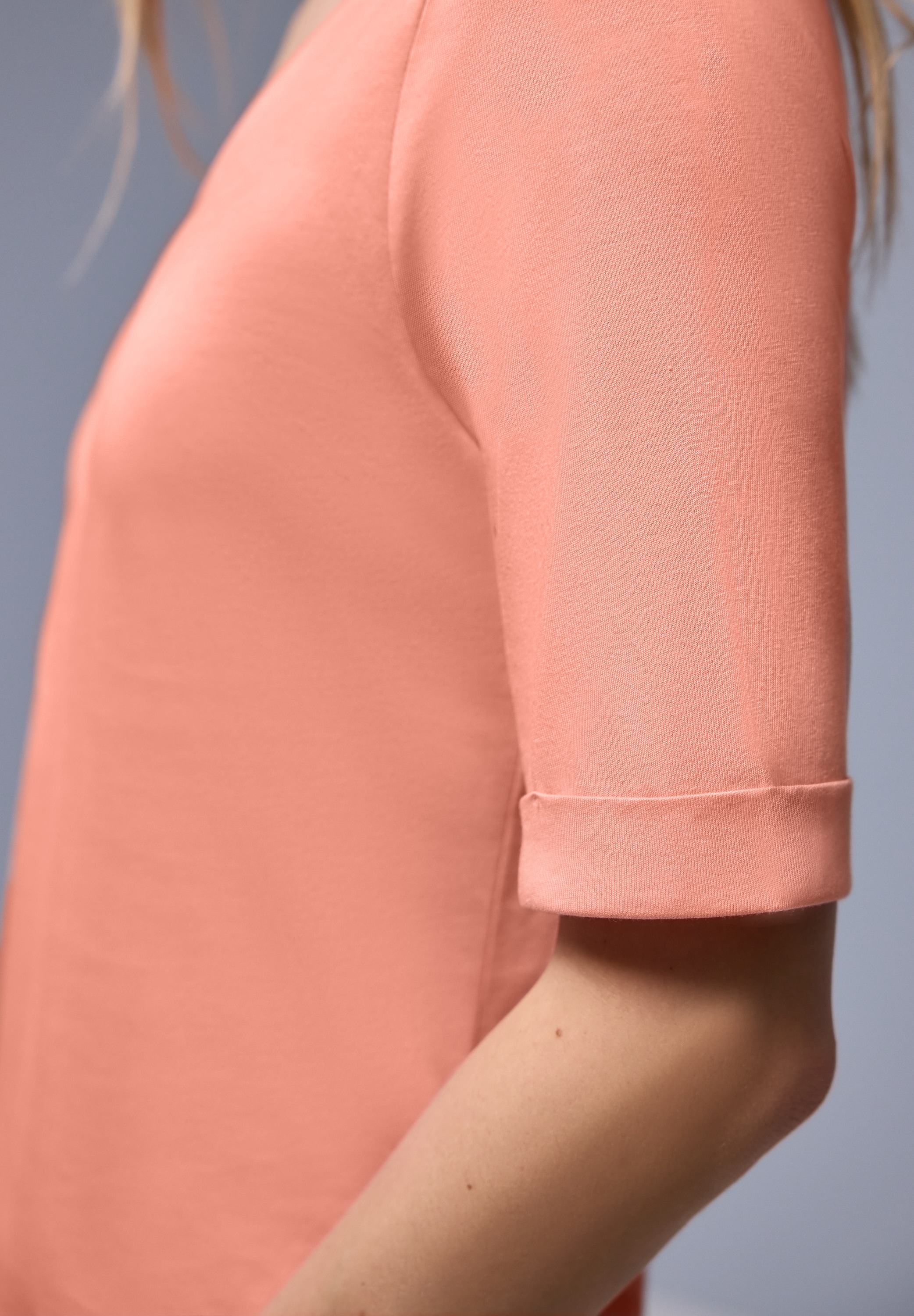 STREET ONE Rundhalsshirt Halbarm mit Turn-up