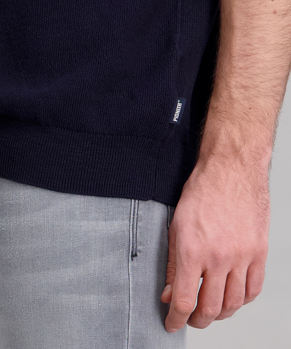 Pioneer Authentic Jeans Poloshirt »Polo Strick mit zipper« mit Rippbündchen