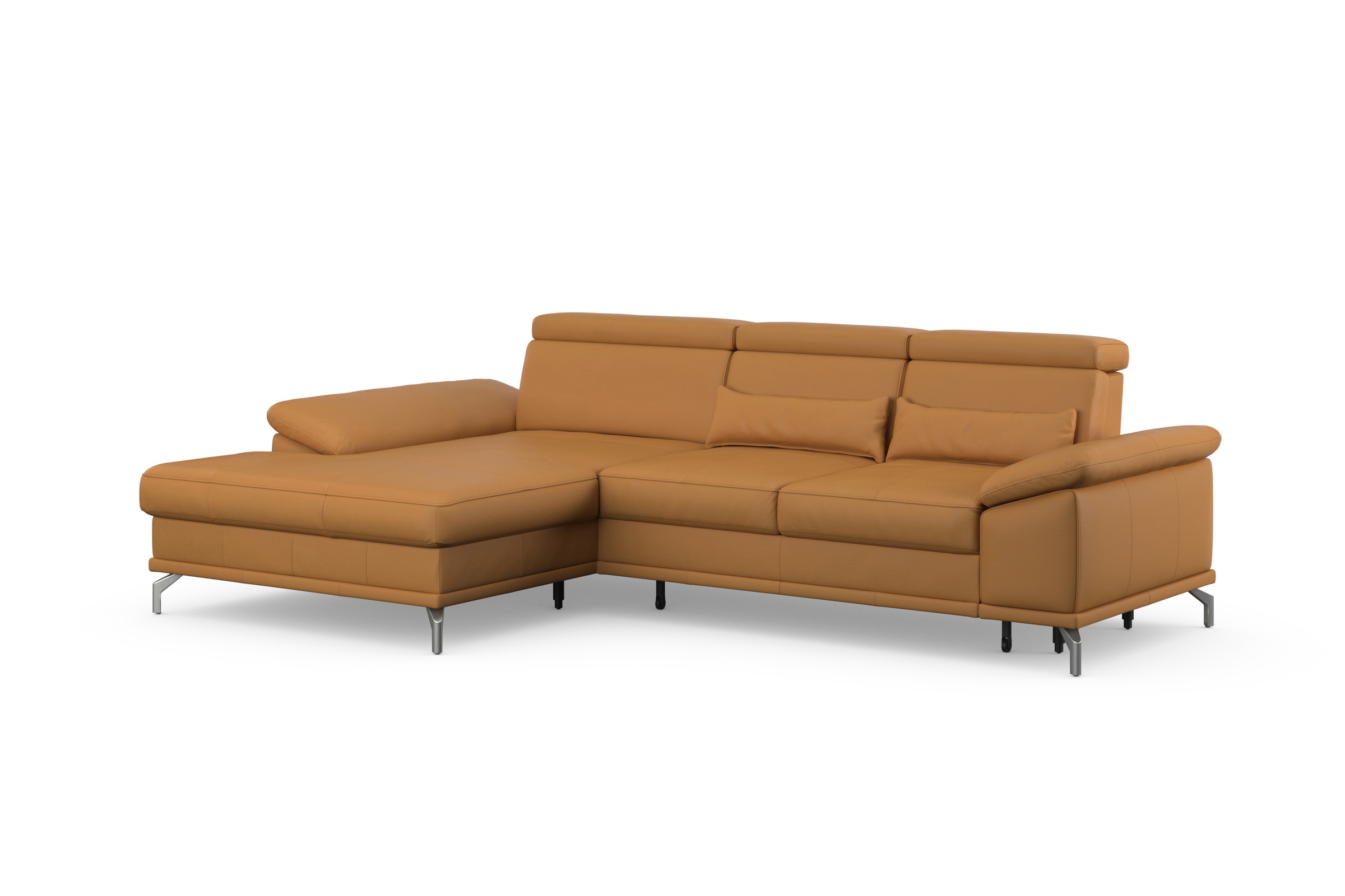 sit&more Canapé d'angle »Cabrio L-Form, B: 295 cm, mit Sitztiefen-, Arm- & Kopfteilverstellung« 2 coussins lombaires, ressorts ensachés, fonction lit et rangement en option