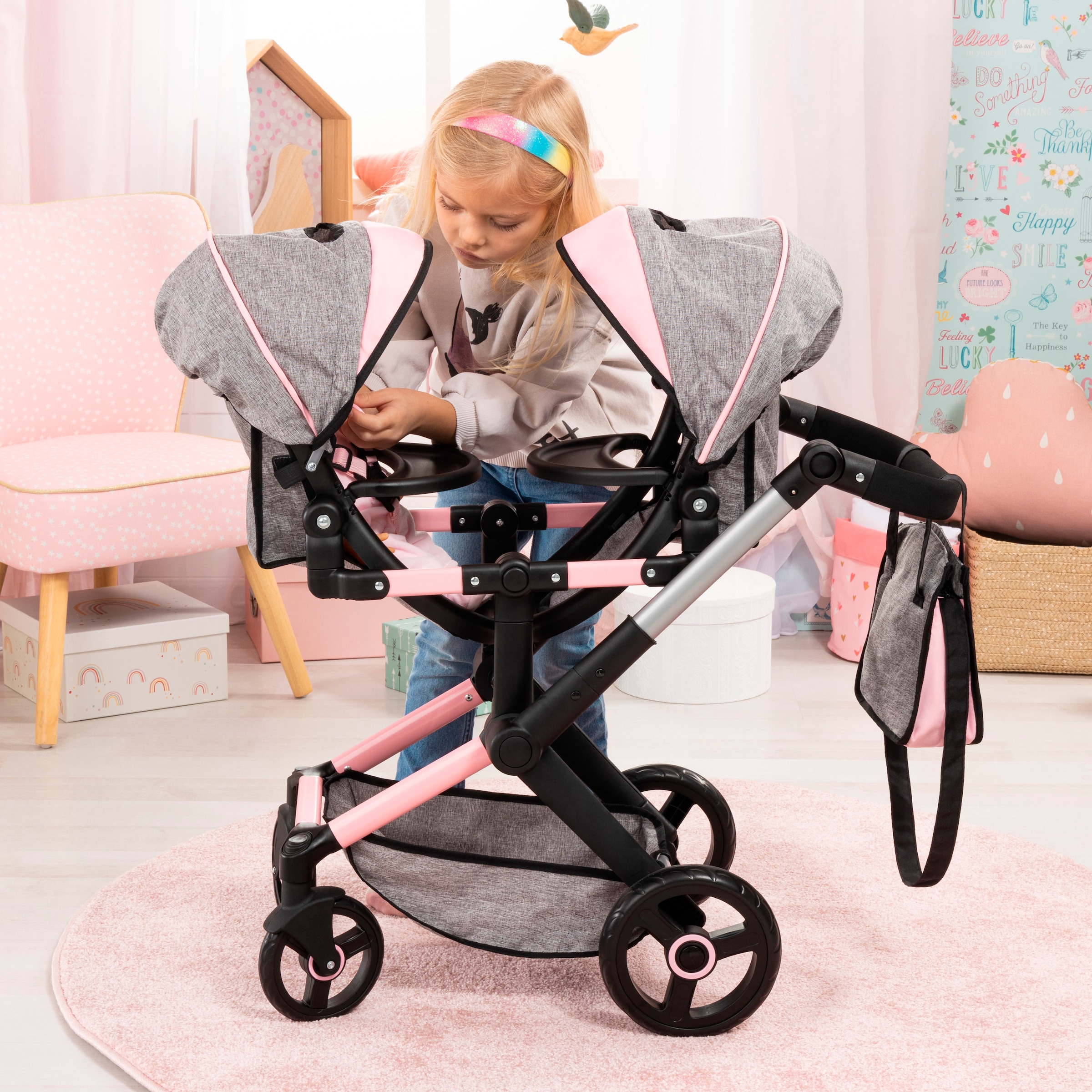 Bayer Puppen-Zwillingsbuggy »Xeo Twin« mit Wickeltasche
