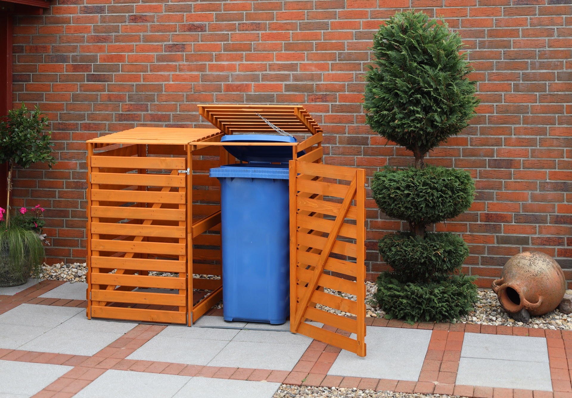 promadino Mülltonnenbox »Vario V« für 2 x 240 l, braun