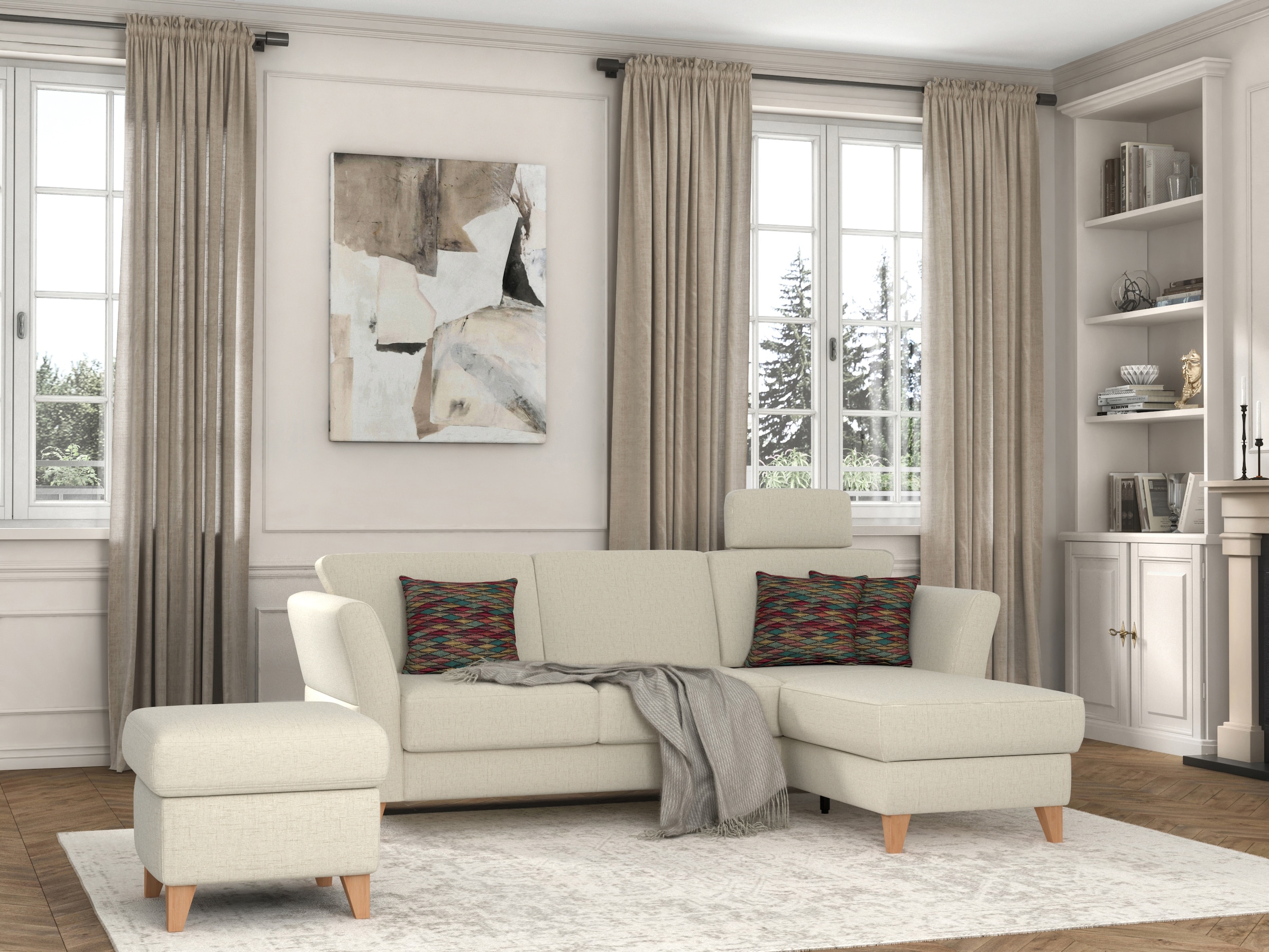 sit&more Ecksofa »Visby L-Form« Wahlweise mit Bettfunktion und Bettkasten, frei im Raum stellbar