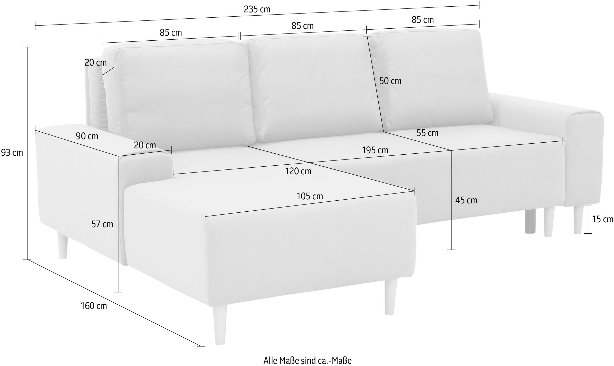Home affaire Ecksofa »Samu L-Form« wahlweise mit Bettfunktion und Bettkasten