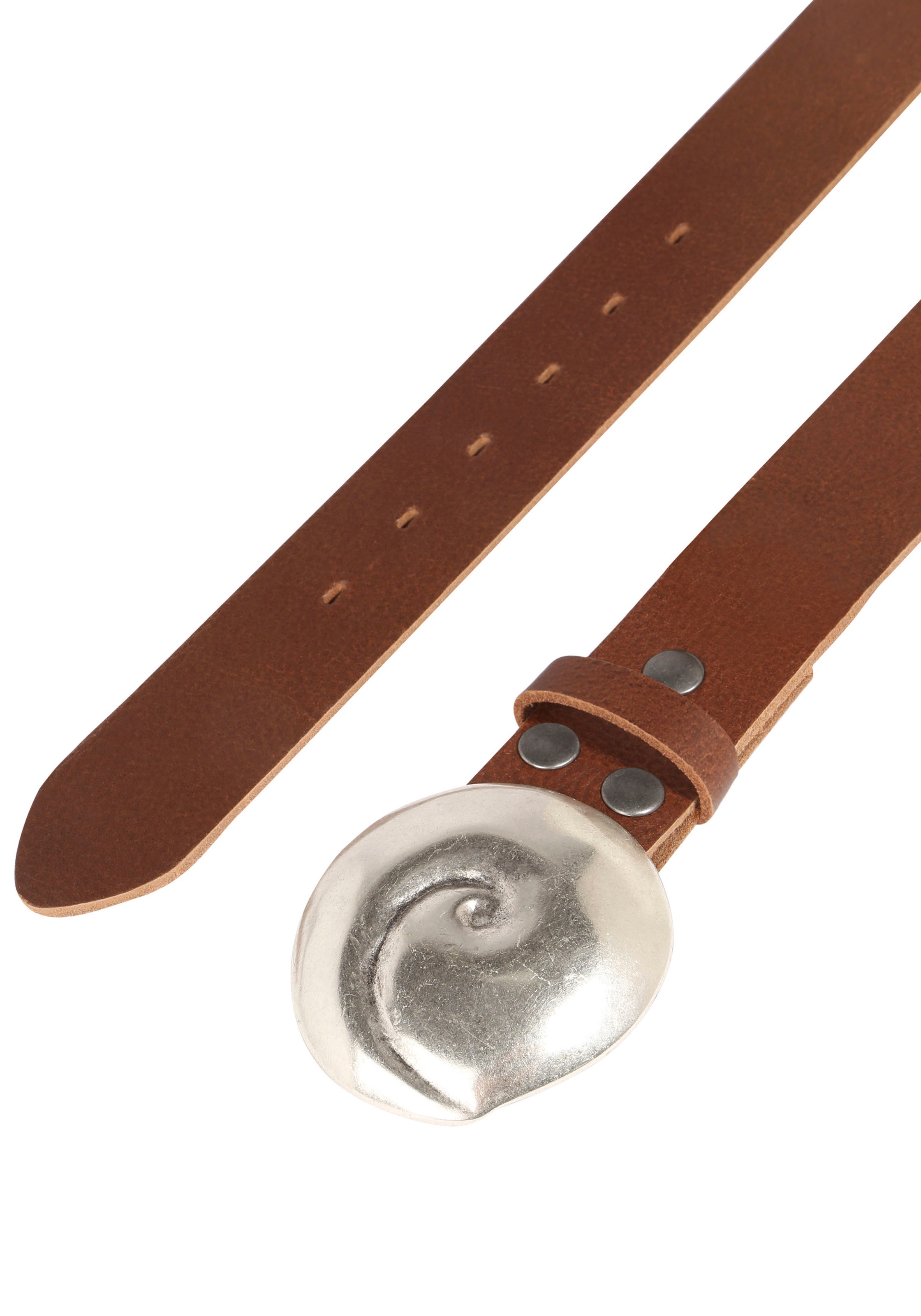 Rettungsring Gürtel Ledergürtel mit austauschbarer Schliesse »Muschel Rund Silber«