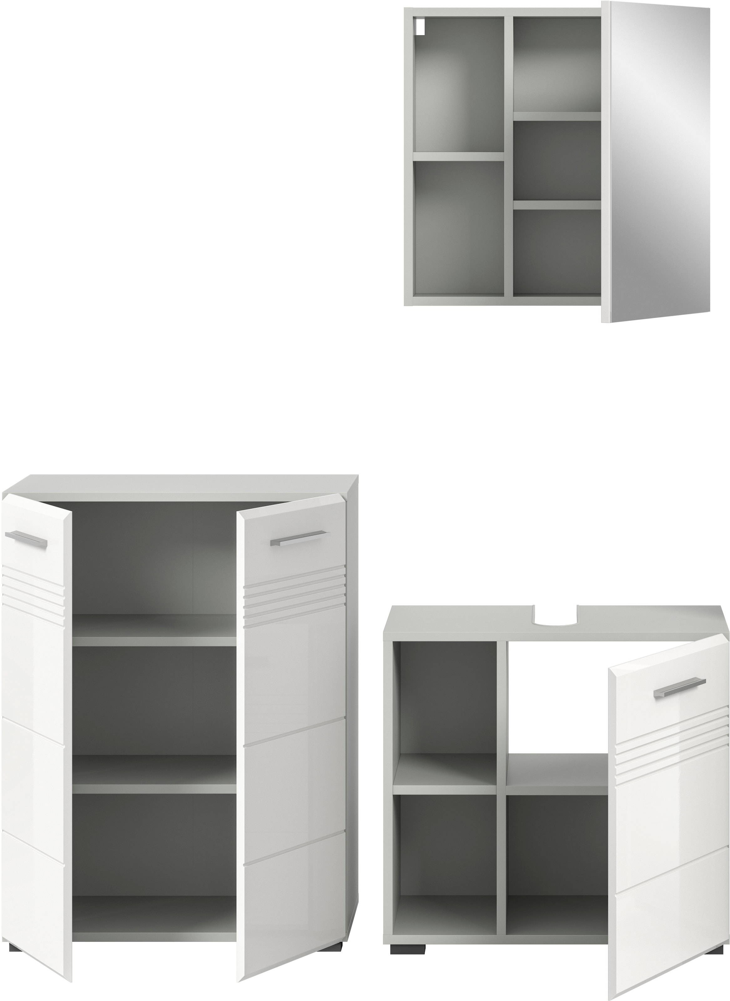 welltime Badmöbel-Set »Calicio, bestehend aus: Midischrank, Waschbeckenunterschrank,« 3 Stk. tlg.