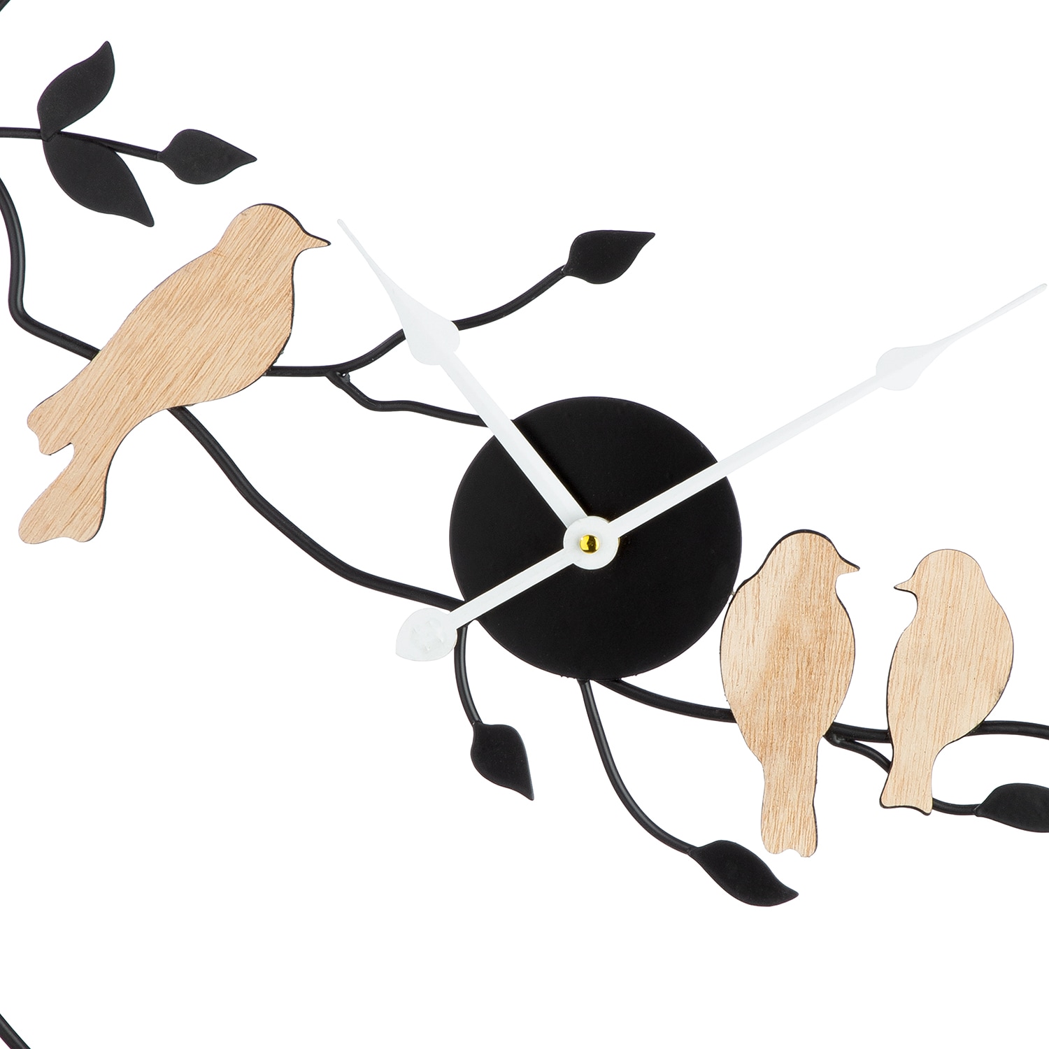 GILDE Wanduhr »Wanduhr rund Vögel auf Ast schwarz H. 50 cm«