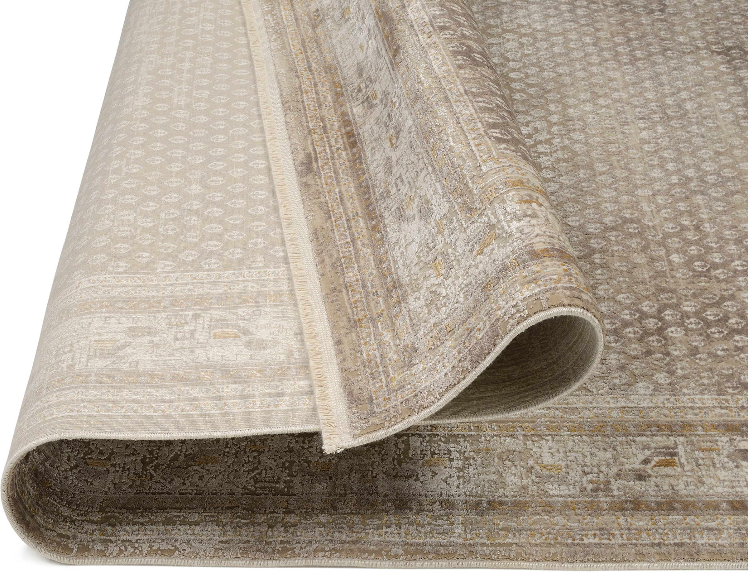 OCI DIE TEPPICHMARKE Teppich »BESTSELLER MIRI« rechteckig 8 mm Höhe Glanz Viskose, mit Fransen, Hoch Tief Struktur, Vintage, Wohnzimmer