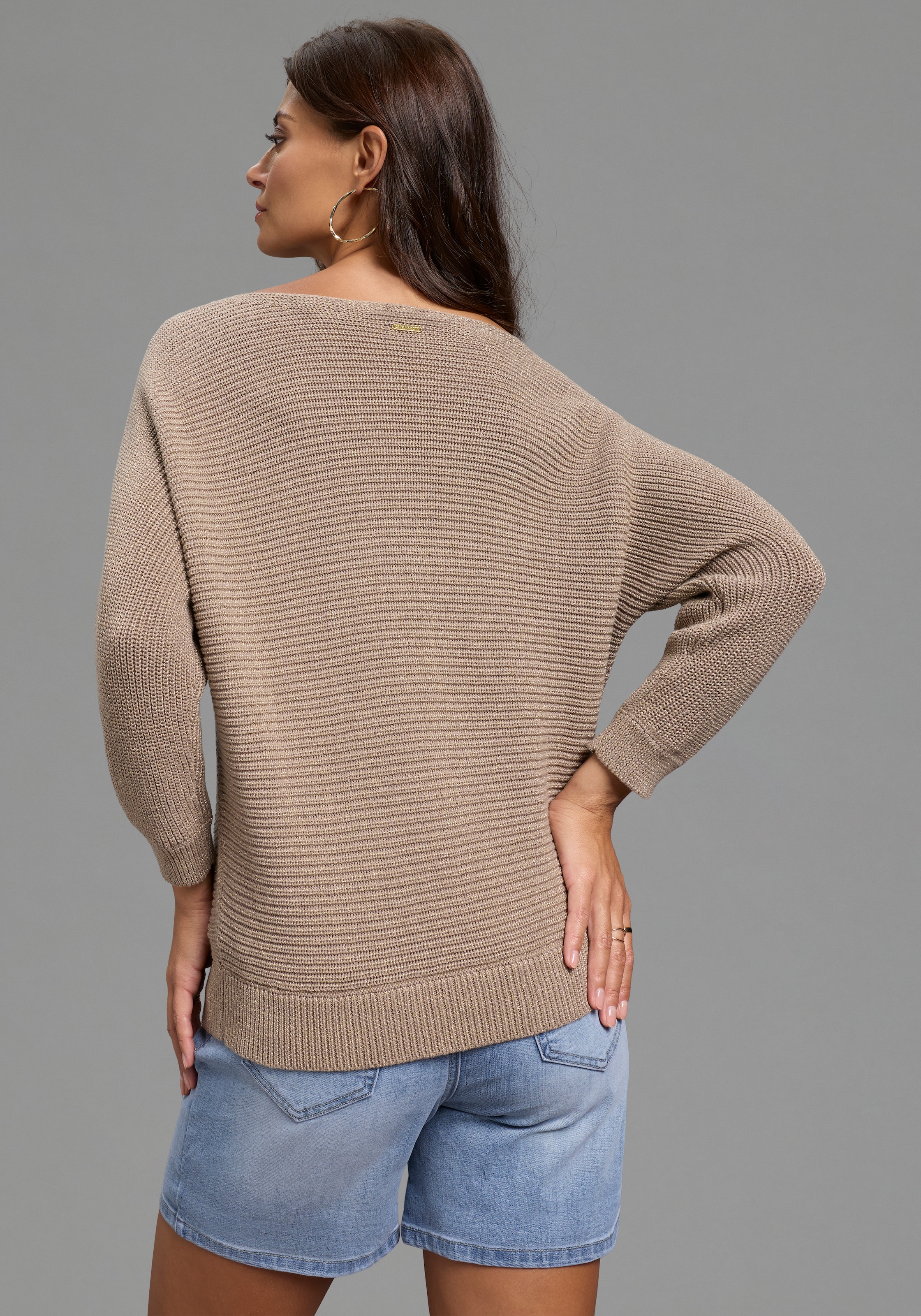 Laura Scott 3/4 Arm-Pullover mit Glitzergarn und lässigem Schnitt