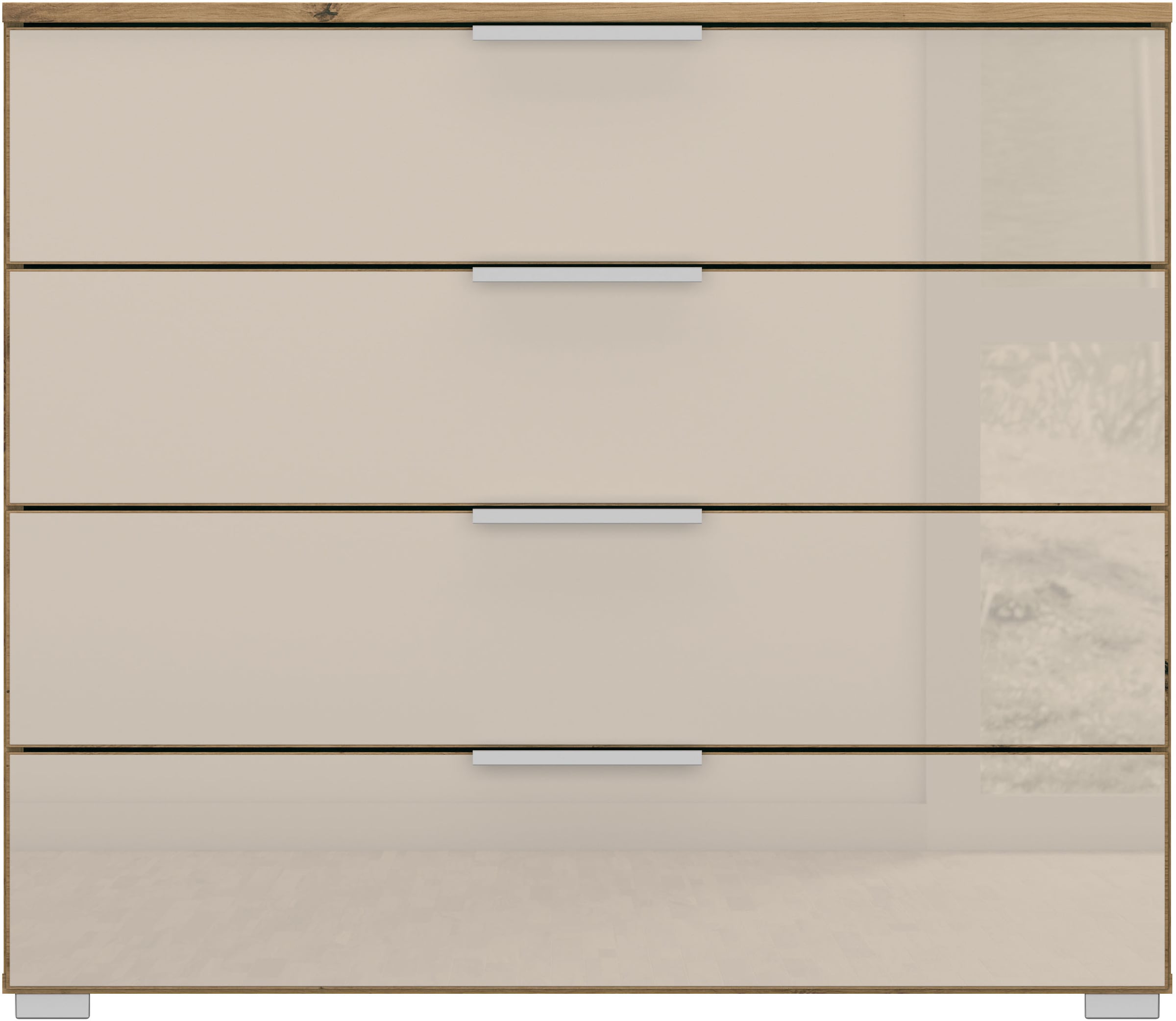 GOODproduct Schubkastenkommode »Kommode Sideboard Schubladenkommode Schlafzimmerkommode KOLUNA« Breite 80 cm mit hochwertiger Glasfront,  vier grosse und geräumige Schubladen mit viel Stauraum MADE IN GERMANY