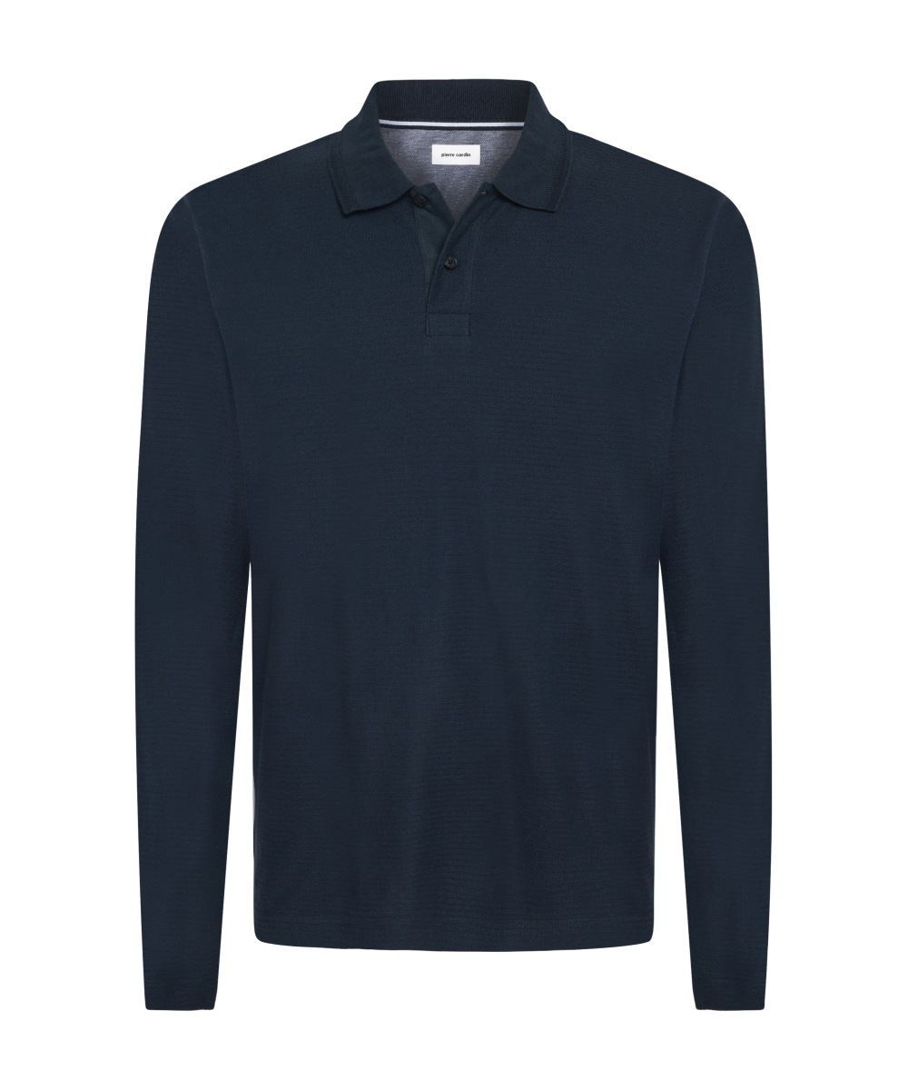 Pierre Cardin Langarm-Poloshirt mit Strukturmuster