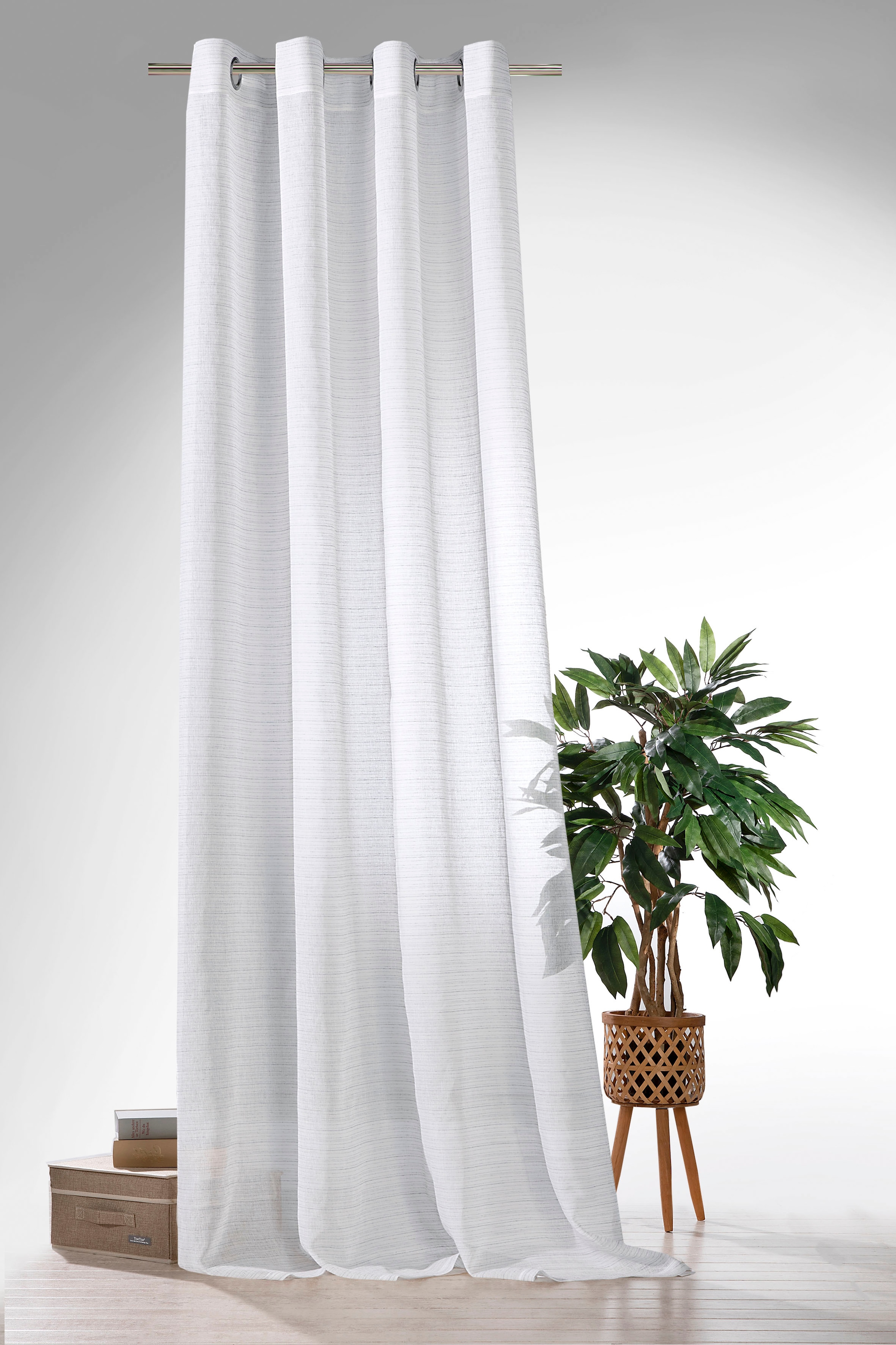 Weckbrodt Rideau »Natural Chic« Œillet 1 cuis tlg. Leinen-Optik, Webstreifen, halbtransparent, Gardine, Store