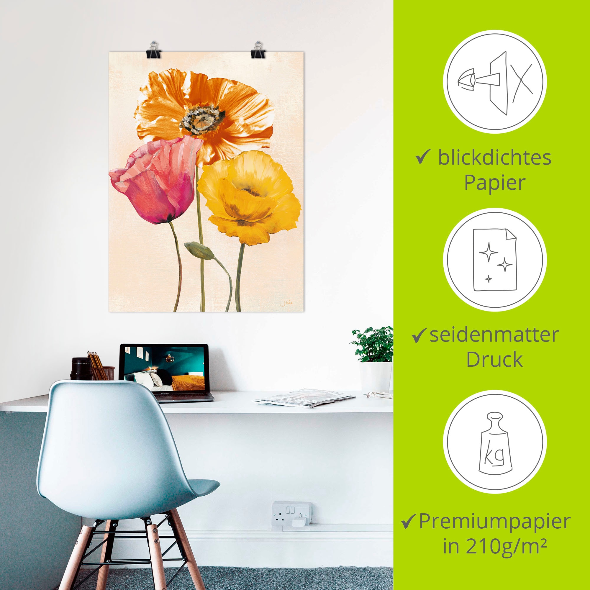 Artland Fresque murale »Bunte Mohnblumen II« 1 cuis tlg. als Leinwandbild, Poster in verschied. Grössen