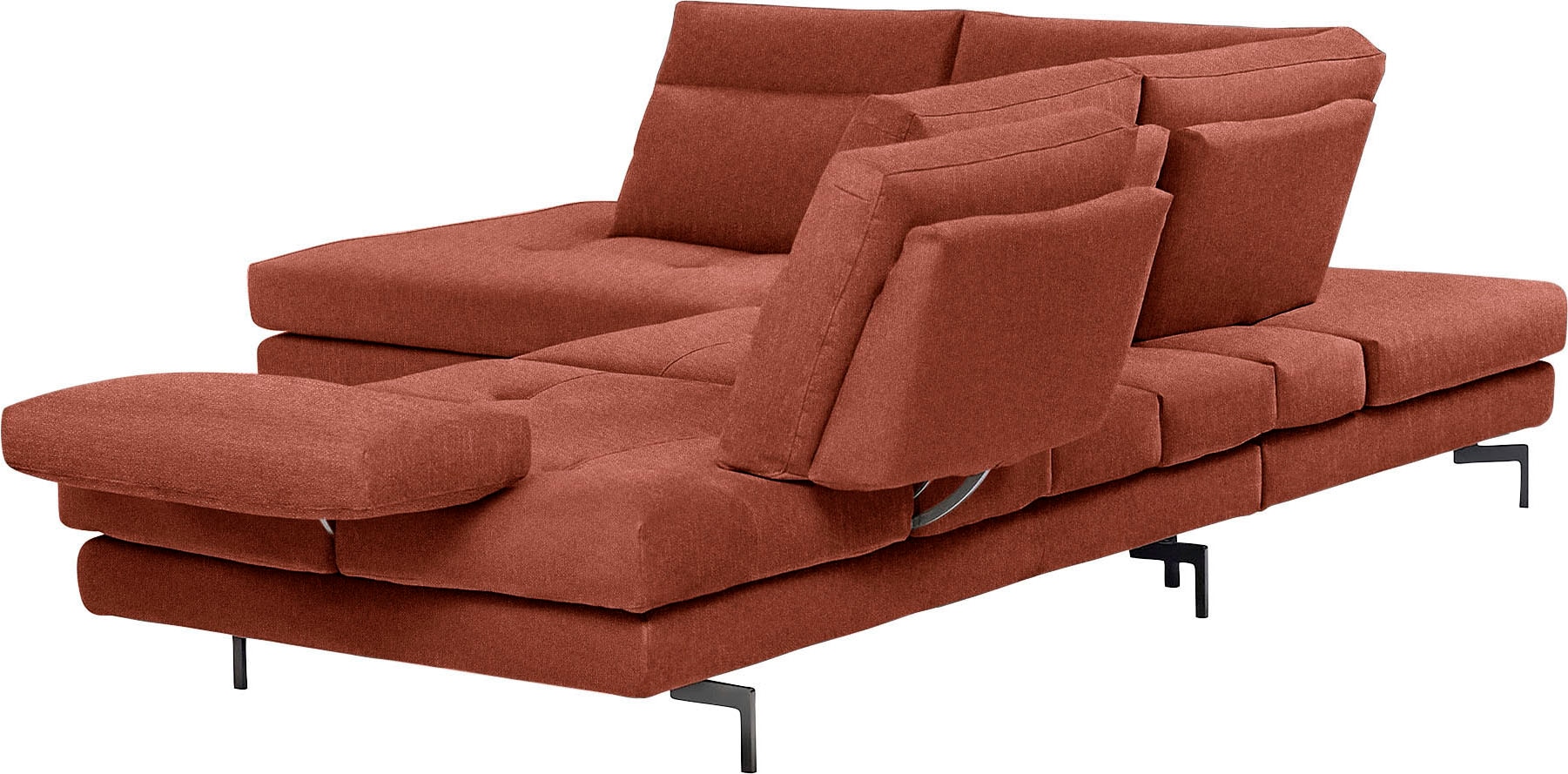 CALIA ITALIA Ecksofa »Toby Wing, B/T: 288/232 cm, Designsofa mit sensationellem Sitzkomfort« L-Form, Sitztiefenverstellung, funktionale Ecke, Füsse in schwarz matt