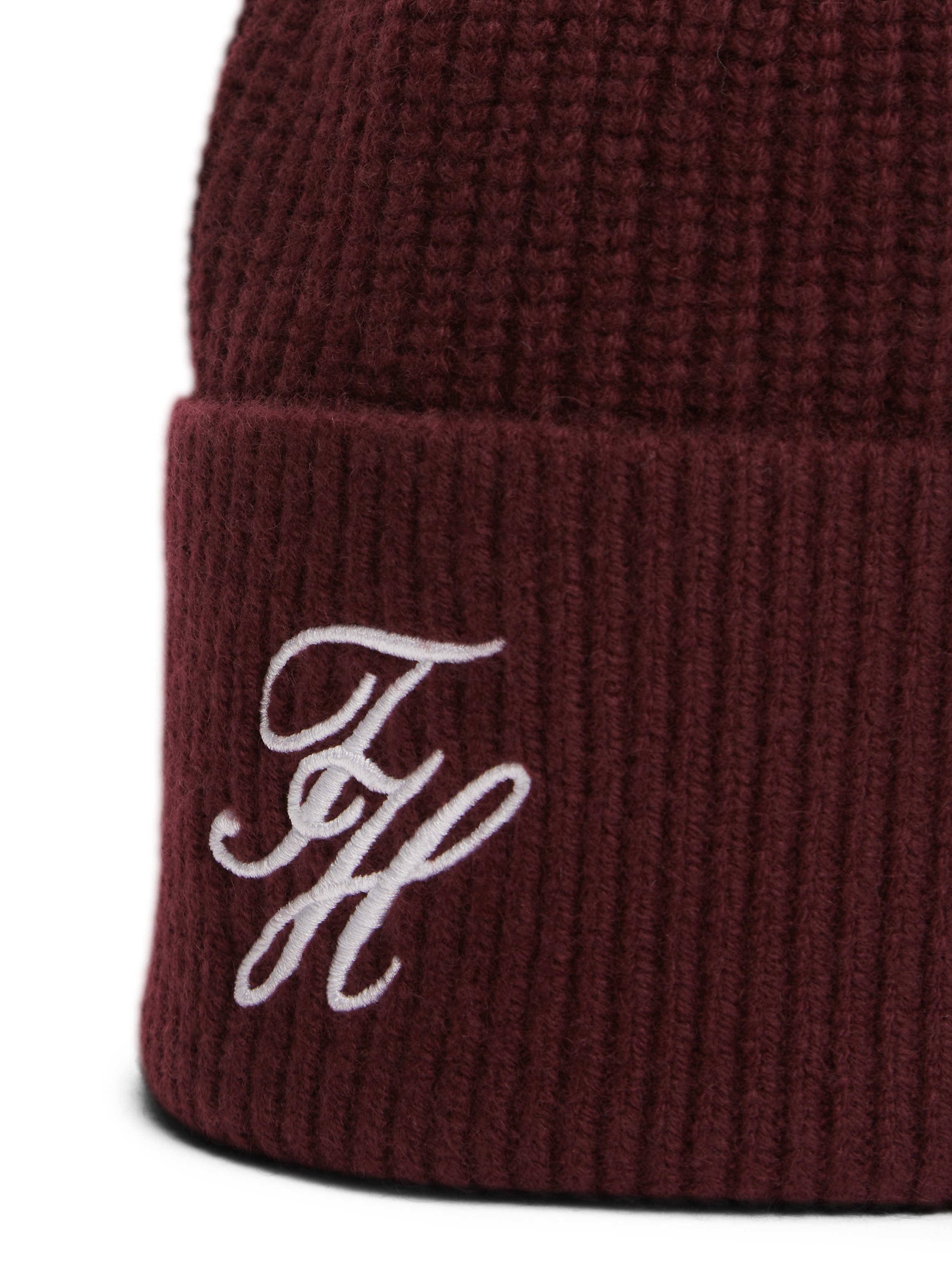 Tommy Hilfiger Bonnet »TOMMY SCRIPT CASHMERE« aus Kaschmirmix mit gesticktem Logo, Masse 21 x 24,5 cm