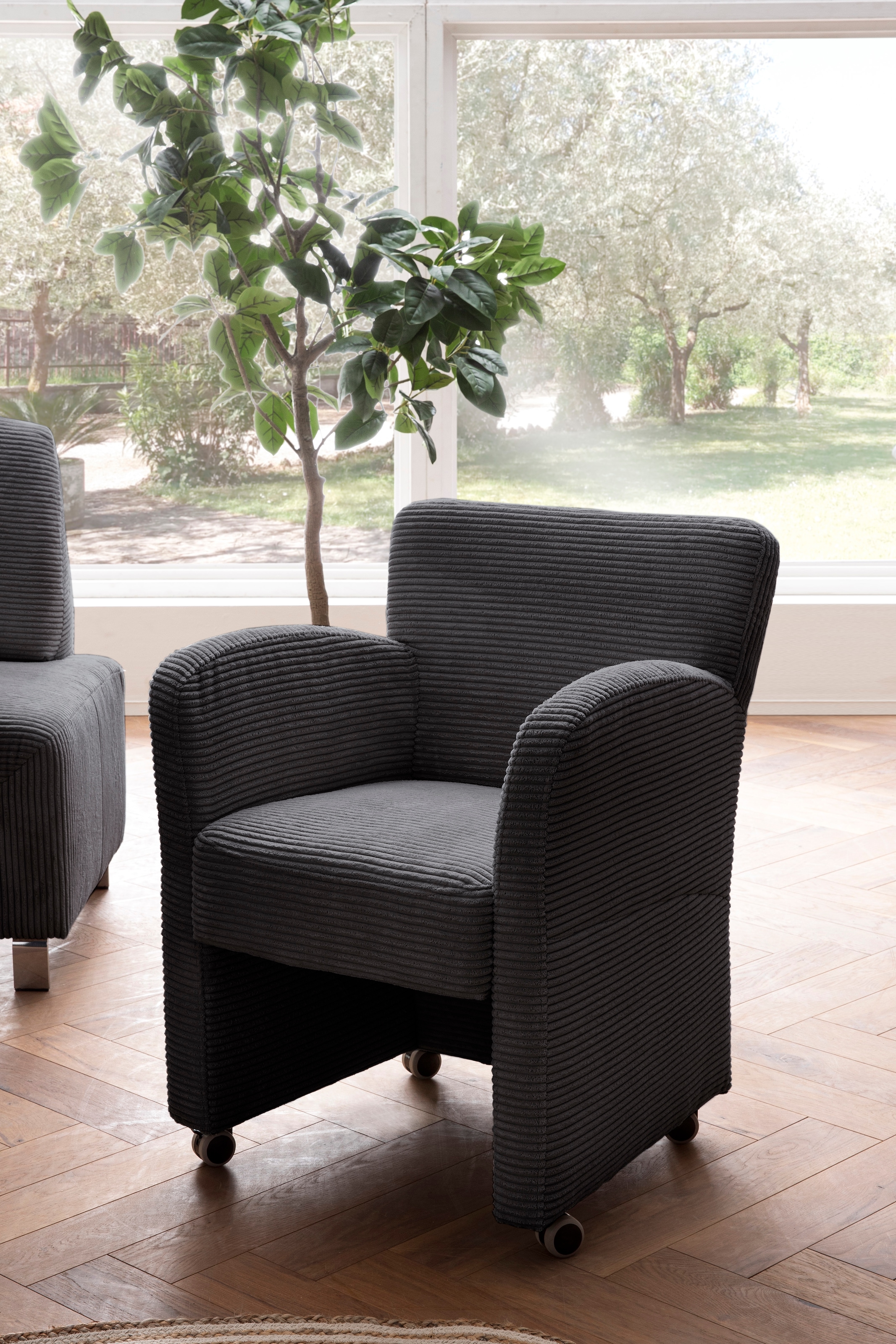 exxpo - sofa fashion Fauteuil »Intenso, Loungesessel, modern, wahlweise in Leder oder Textil« hohe Bodenfreiheit, frei im Raum stellbar, hoher Sitzkomfort