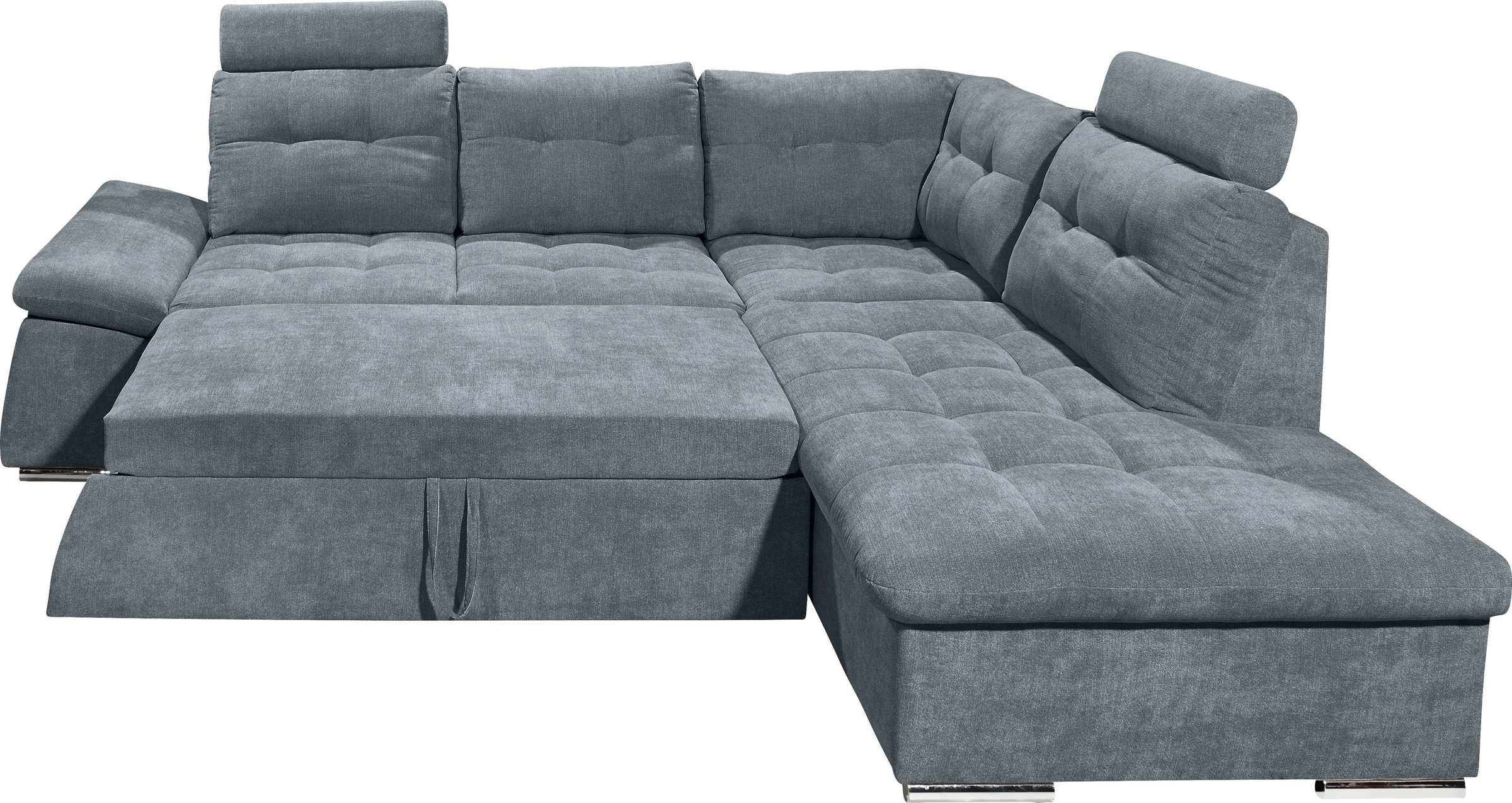 ED EXCITING DESIGN Ecksofa »Nalo L-Form« mit Bettfunktion, Armteilverstellung, Kopfstützen & 2 Nierenkissen