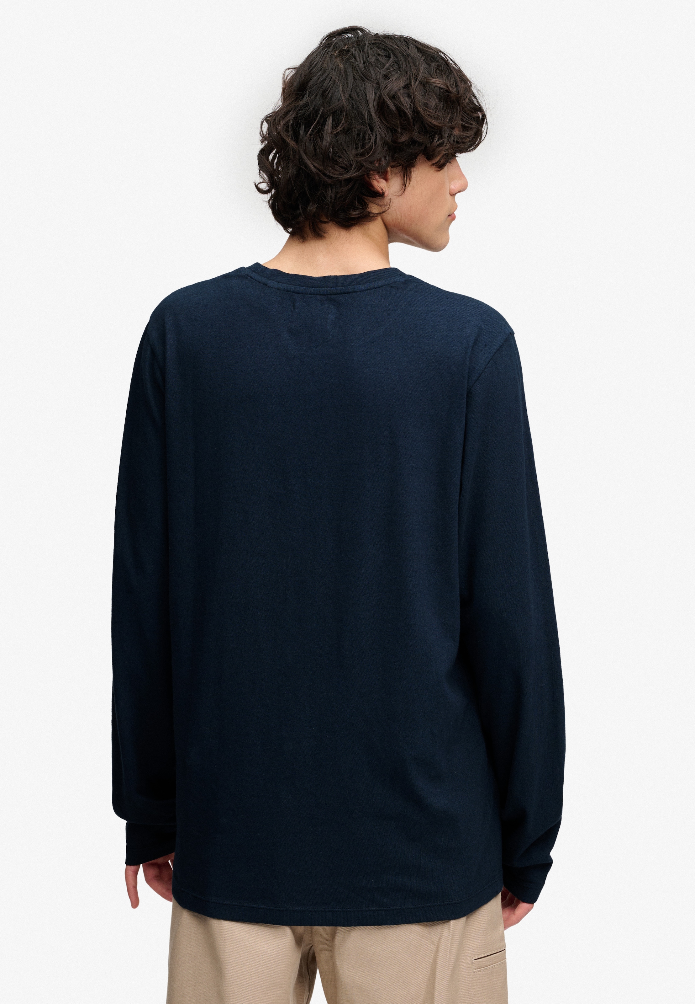 Superdry T-shirt à manches longues »COTTON LINEN L/S POCKET TOP« aus Baumwolle und Leinen, Relaxed Fit, mit Rundhalsausschnitt